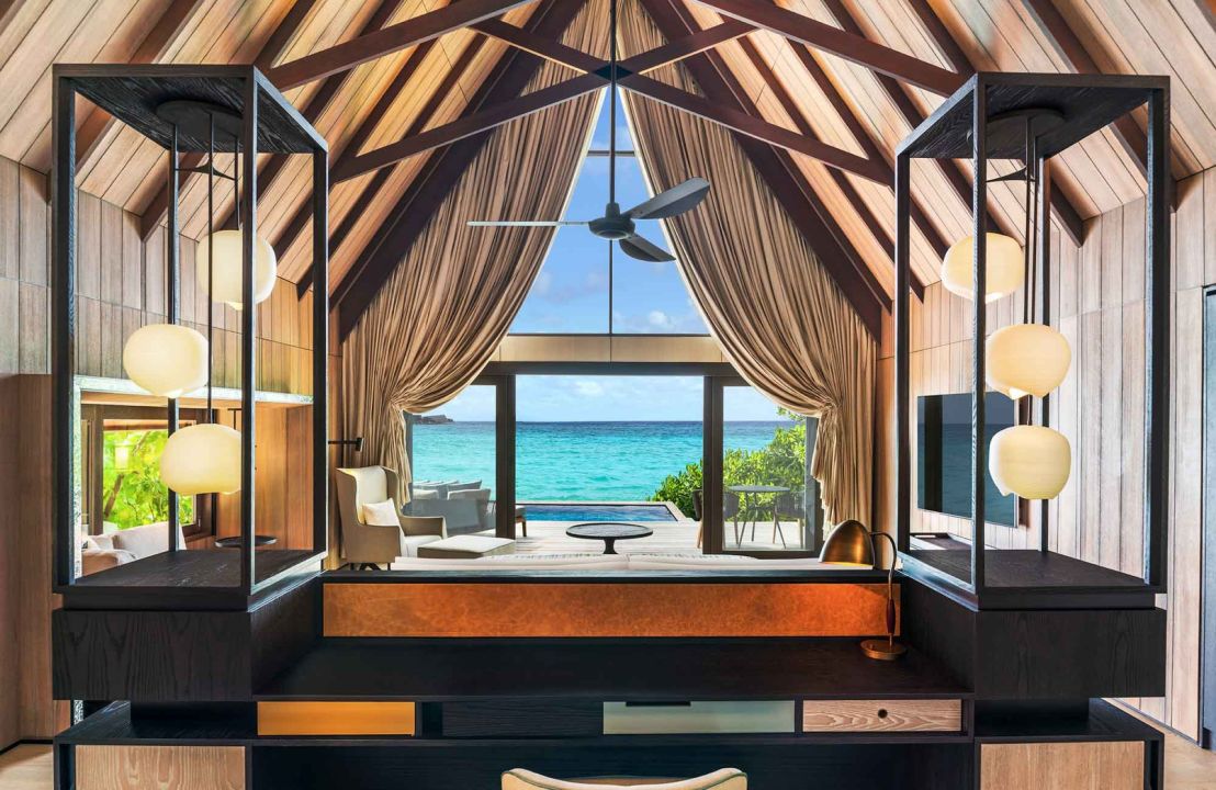 Beach Villa with Pool Living Room - The St. Regis Maldives Vommuli Resort
