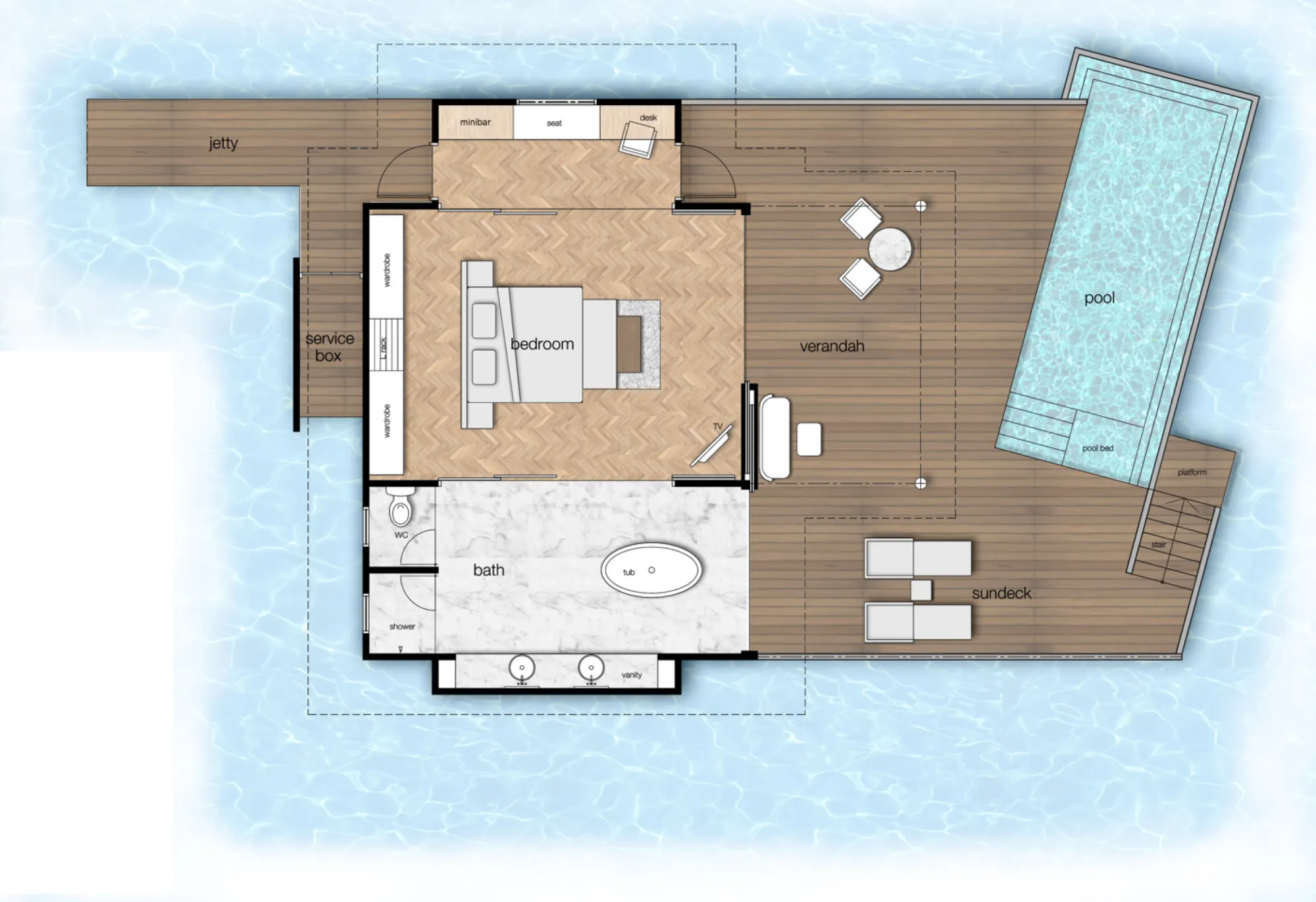 Sunset Over Water Villa with Private Pool