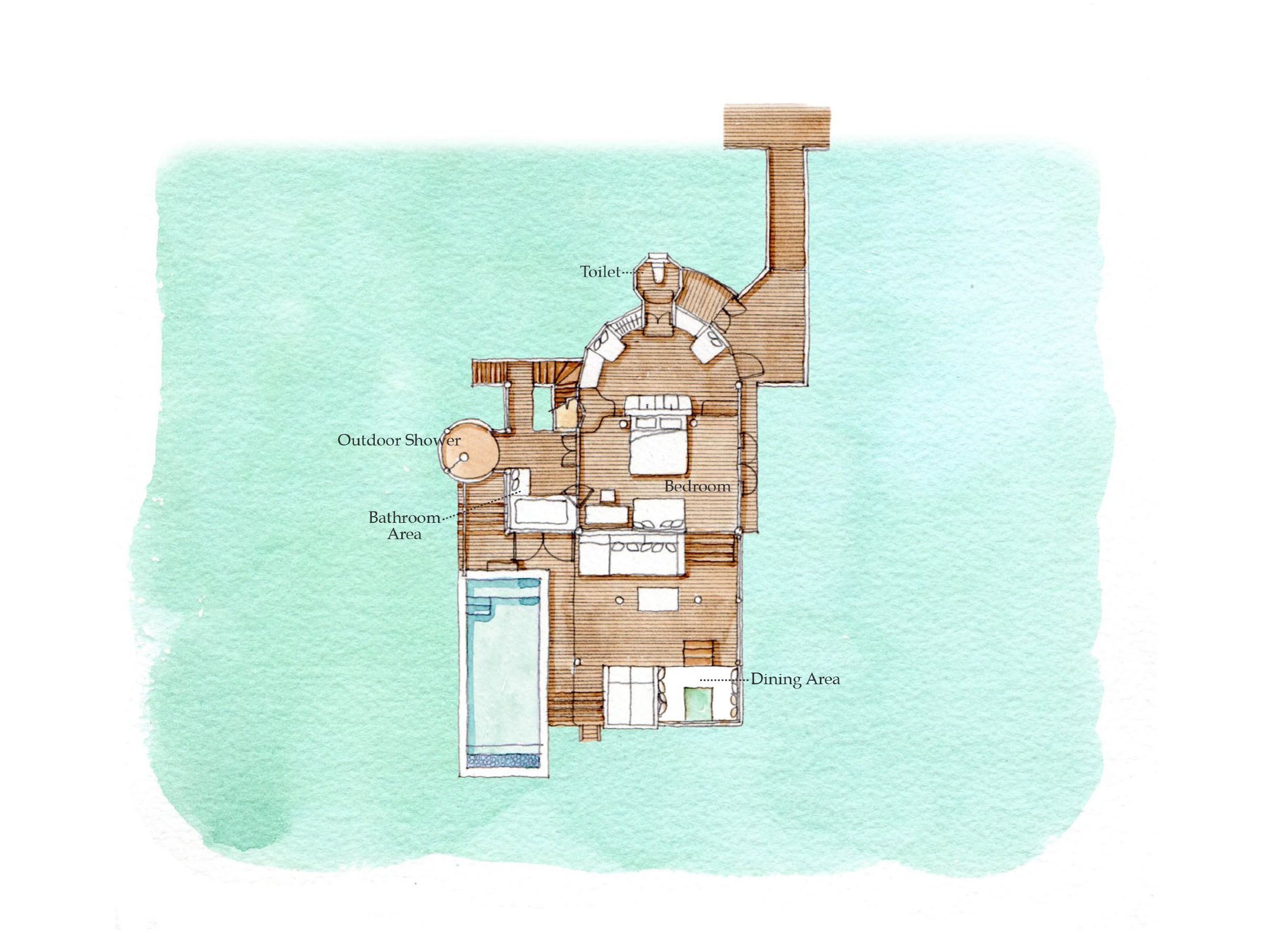 Laamu Water Villa with Pool Floor Plan, Six Senses Laamu