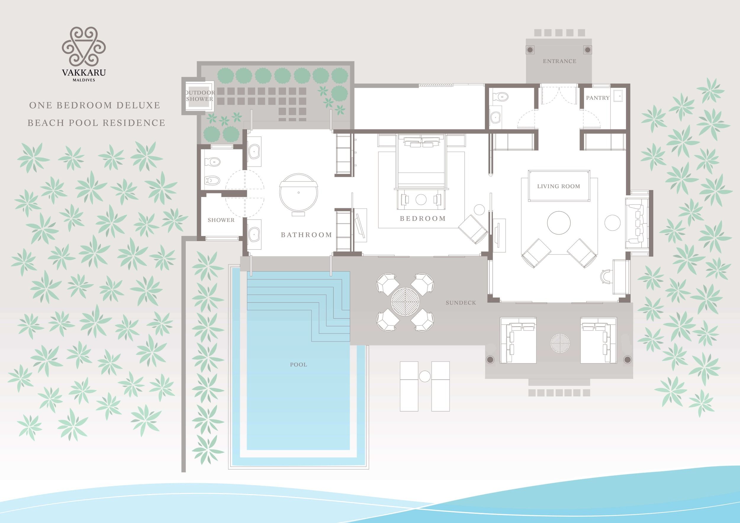 One Bedroom Deluxe Beach Pool Residence Floor Plan Vakkaru Maldives