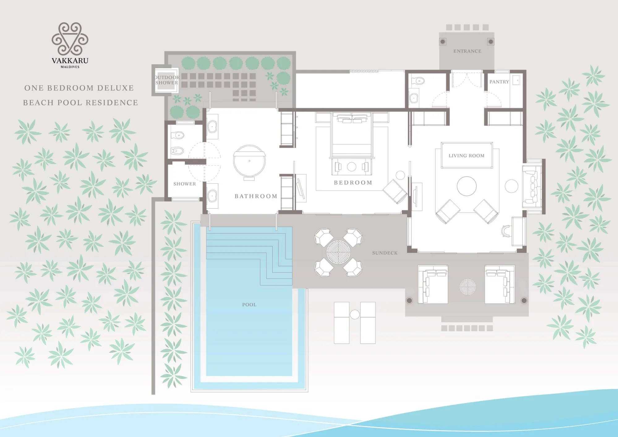 One Bedroom Deluxe Beach Pool Residence Floor Plan Vakkaru Maldives