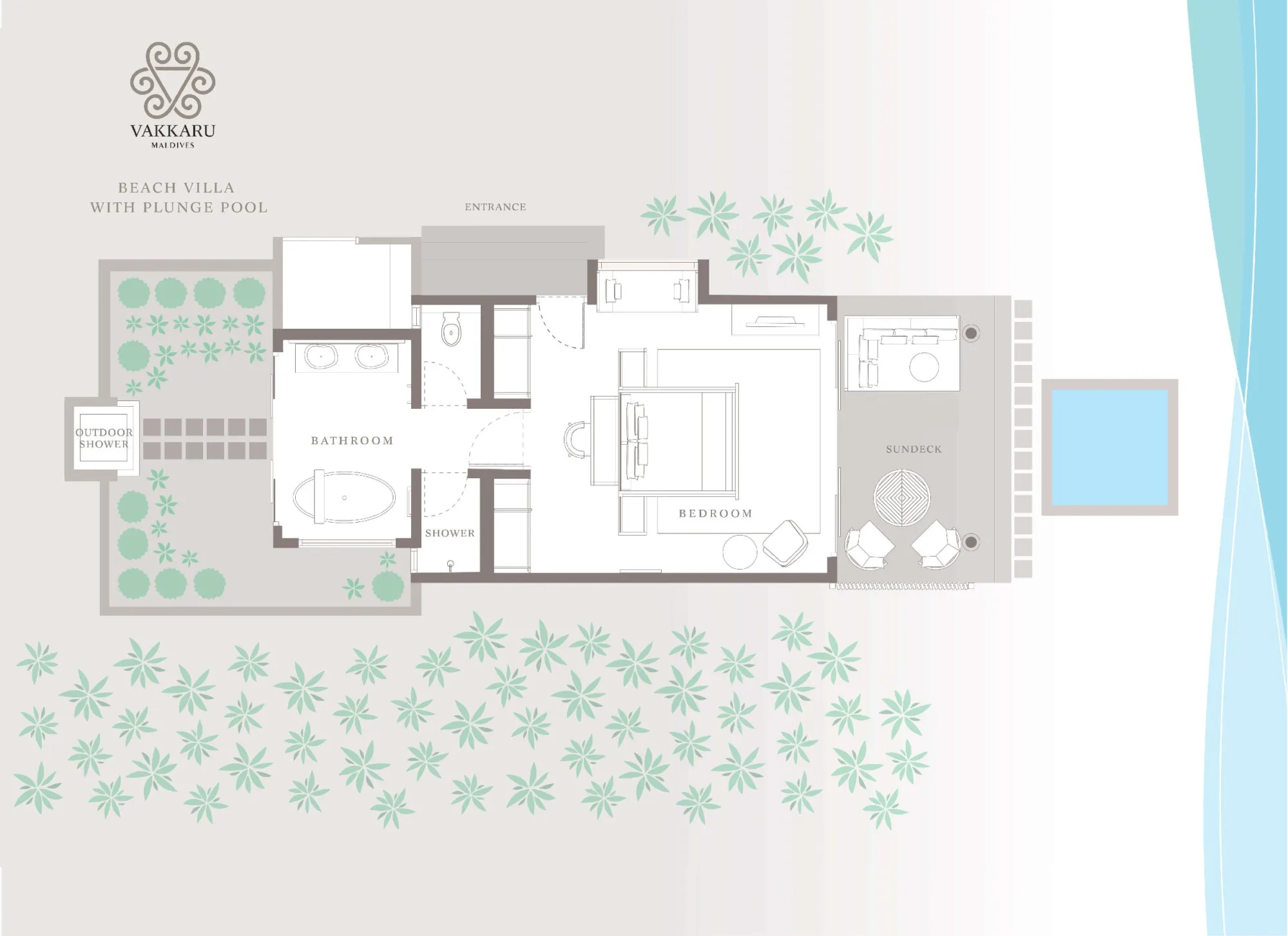 Beach Villa with Plunge Pool Floor Plan Vakkaru Maldives
