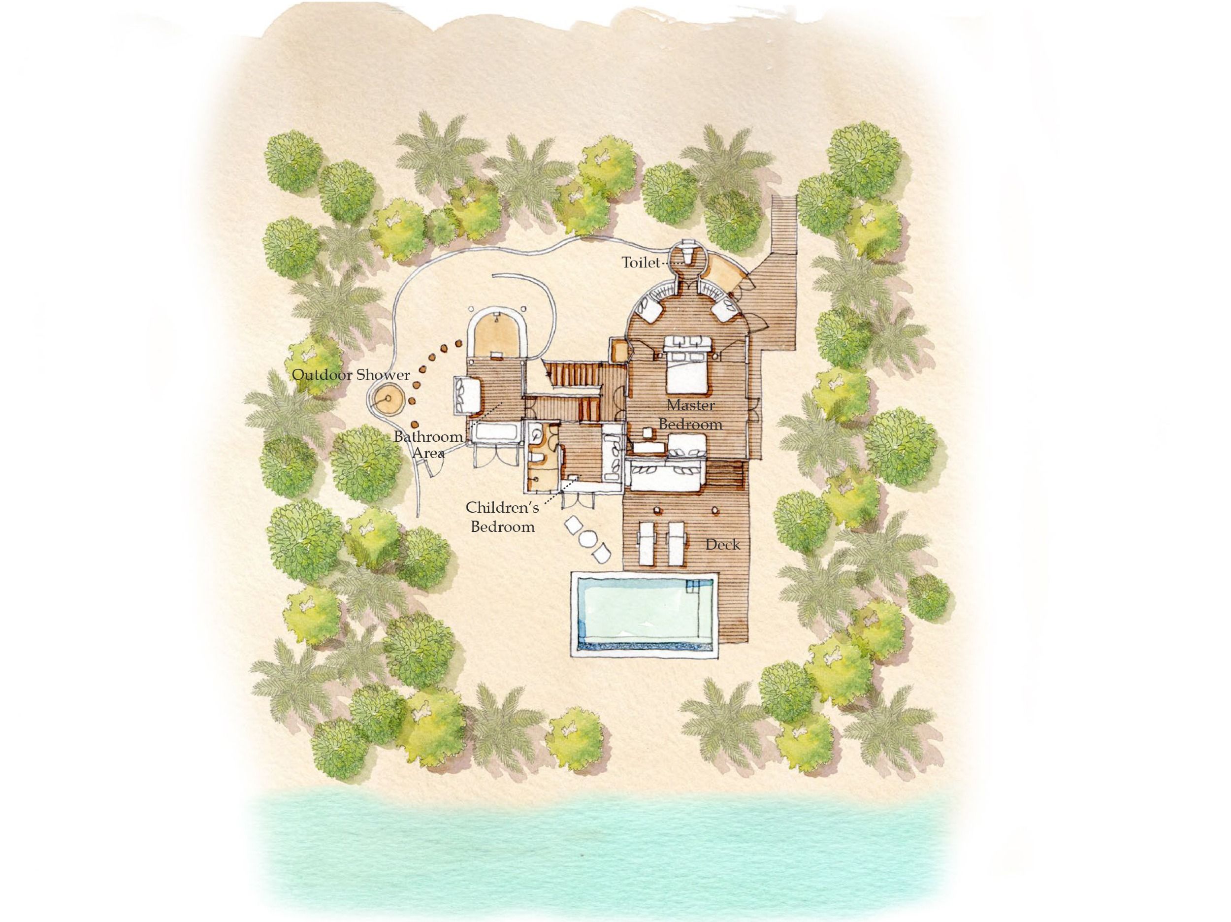 Family Beach Villa with Pool Floor Plan Six Senses Laamu