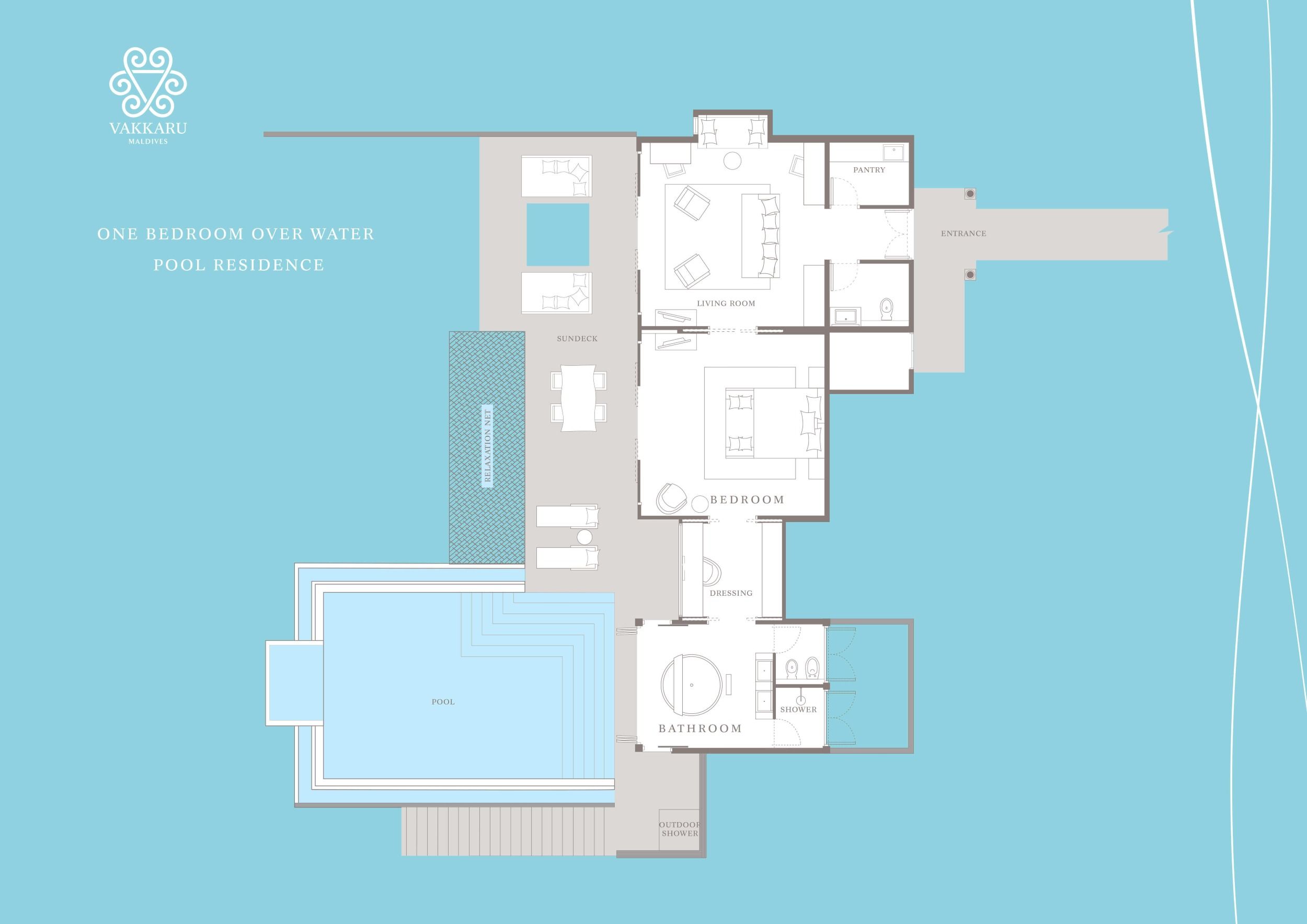 One Bedroom Over Water Pool Residence Floor Plan Vakkaru Maldives 