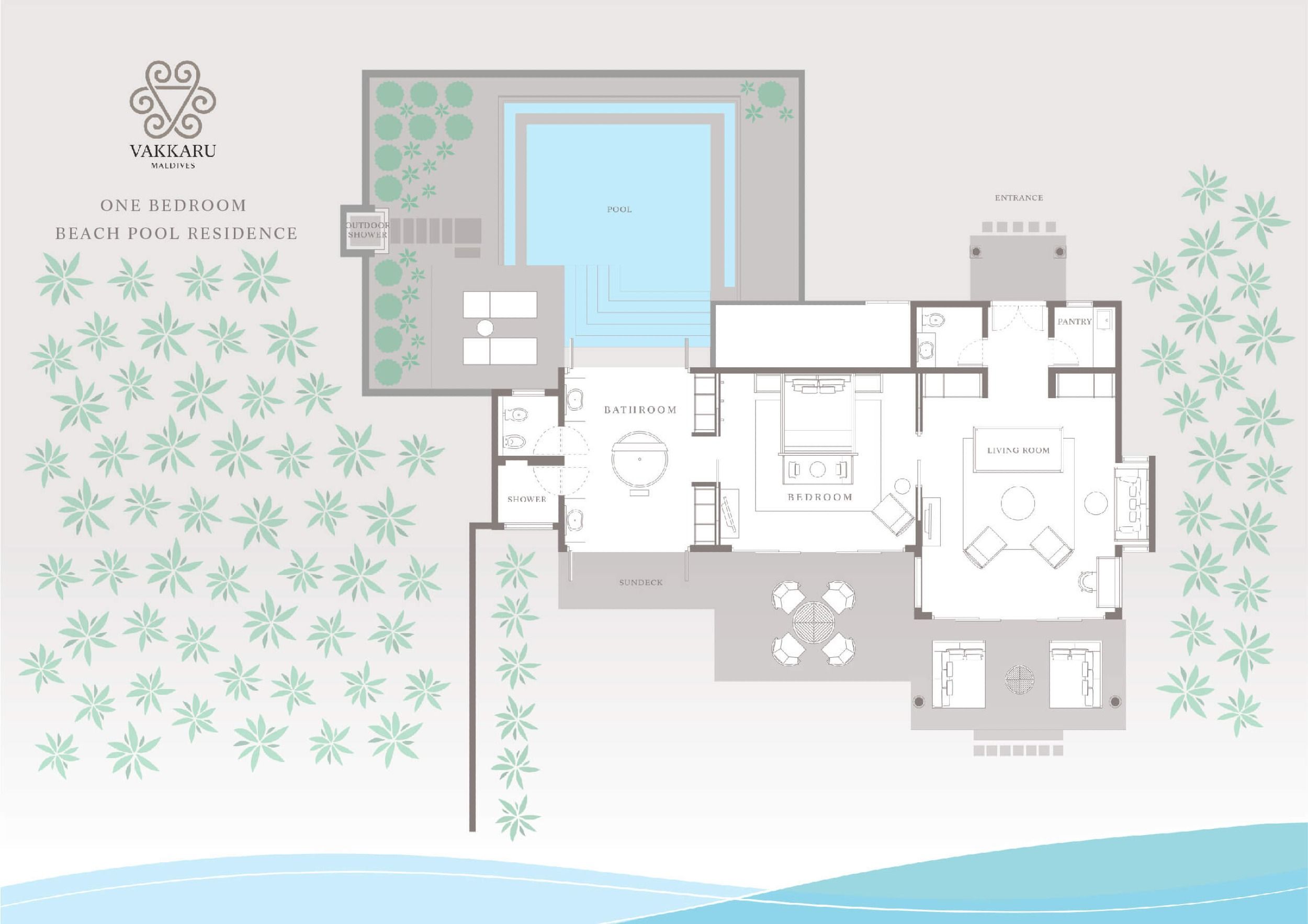 One Bedroom Beach Pool Residence Floor Plan Vakkaru Maldives