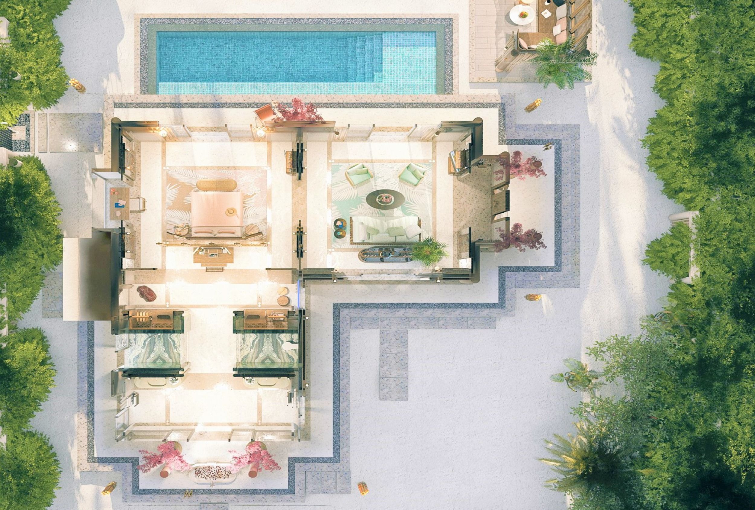 Luxury Beach Villa with Pool Floor Plan 