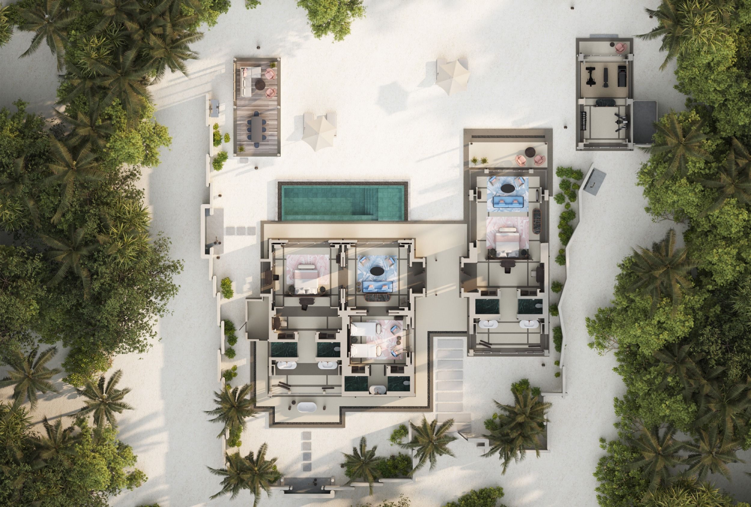Three Bedroom Beach Residence with Pool Floor Plan