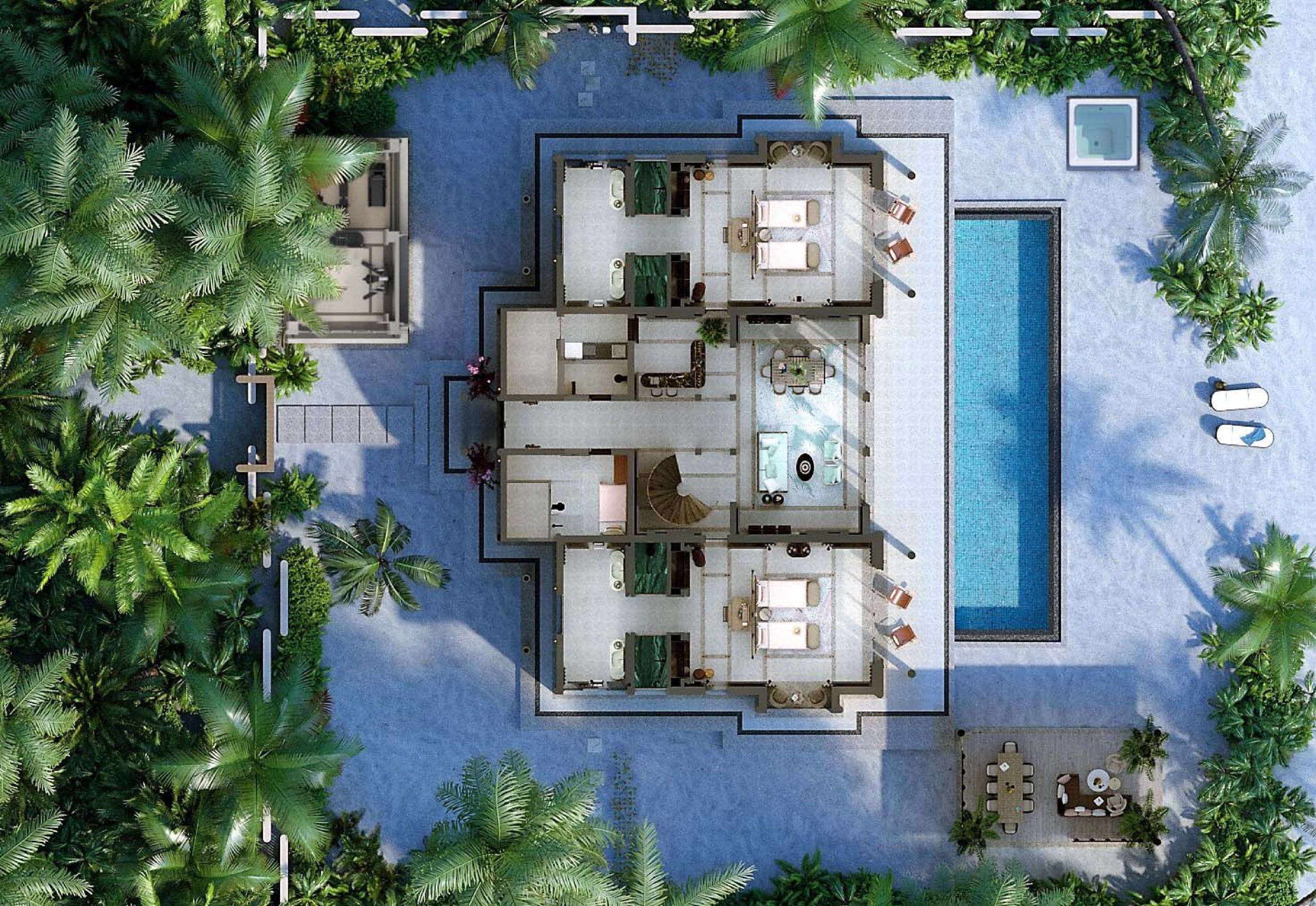 Four bedroom Beach Residence with Pool Floor Plan