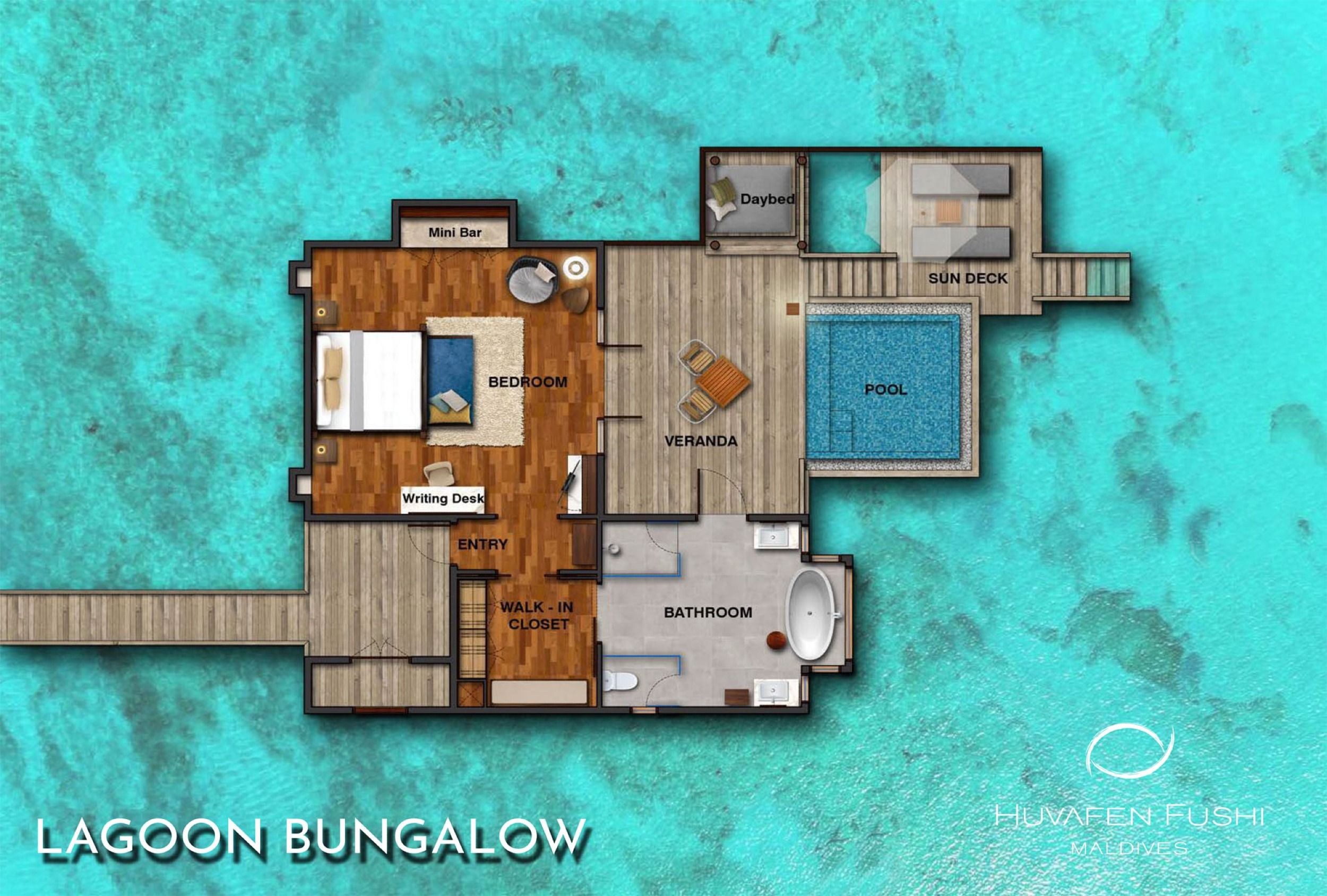 Lagoon Bungalow with Pool Floor Plan