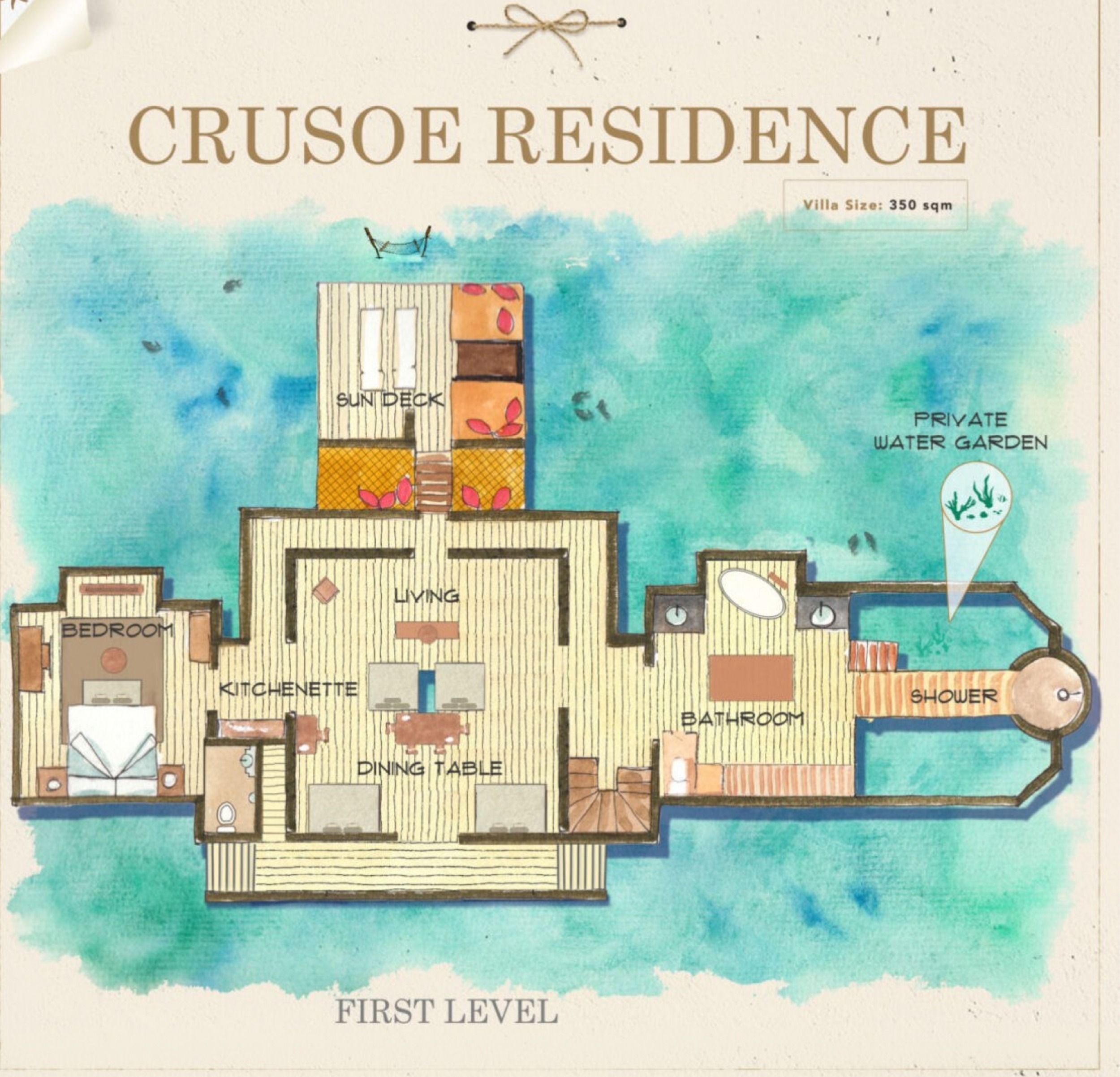 Crusoe Residence Floor Plan First Level Gili Lankanfushi