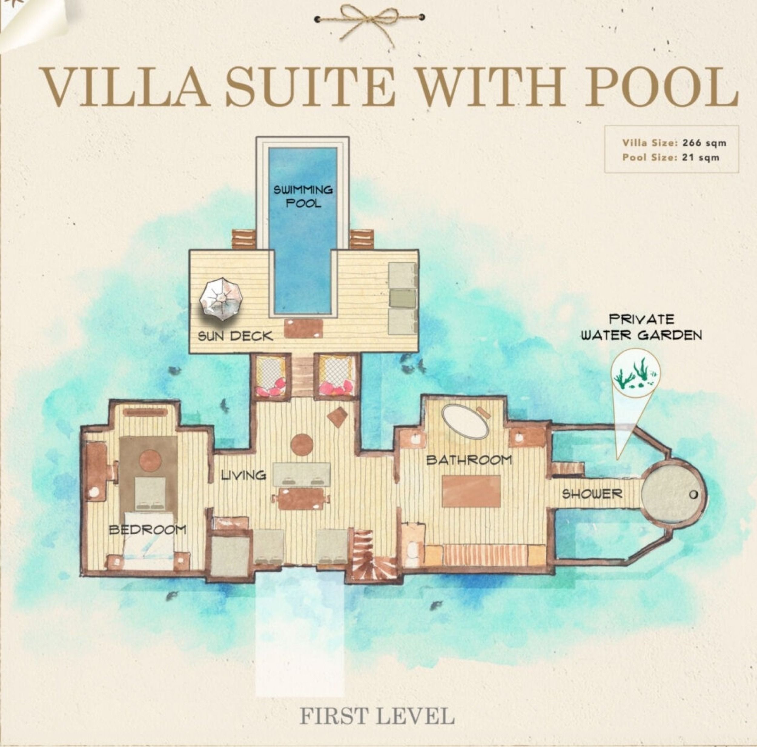 Villa Suite with Pool First Level Floor Plan 