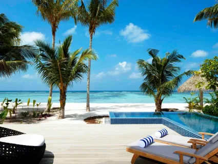 2 Bedroom Family Beach Villa - Outdoor Deck Radisson Blu Resort Maldives