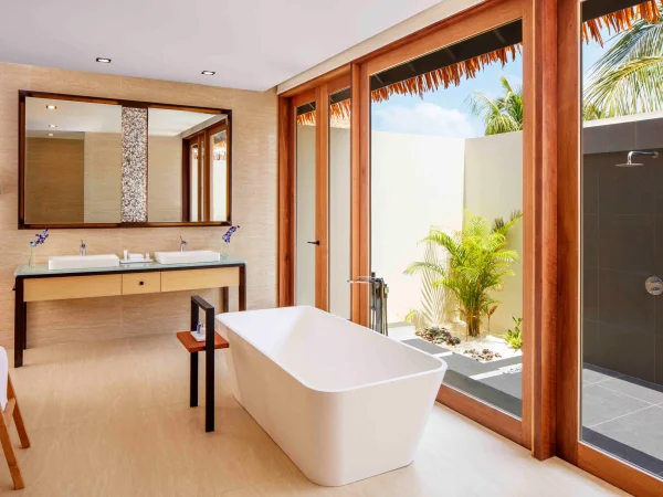 Beach Pool Villa Bathroom Radisson Blu Resort Maldives