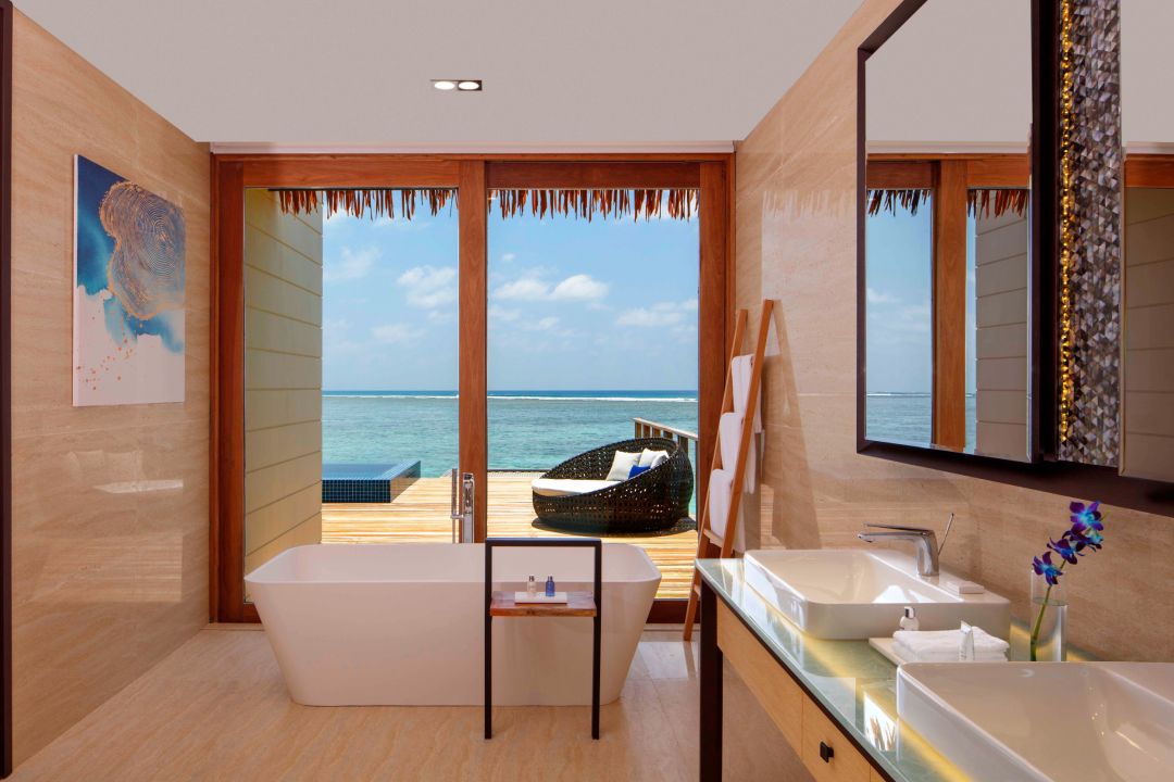 Bathroom with Ocean View Radisson Blu Resort Maldives