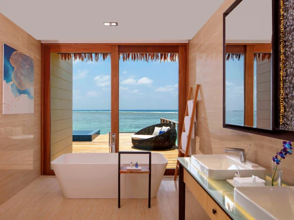 Bathroom with Ocean View Radisson Blu Resort Maldives