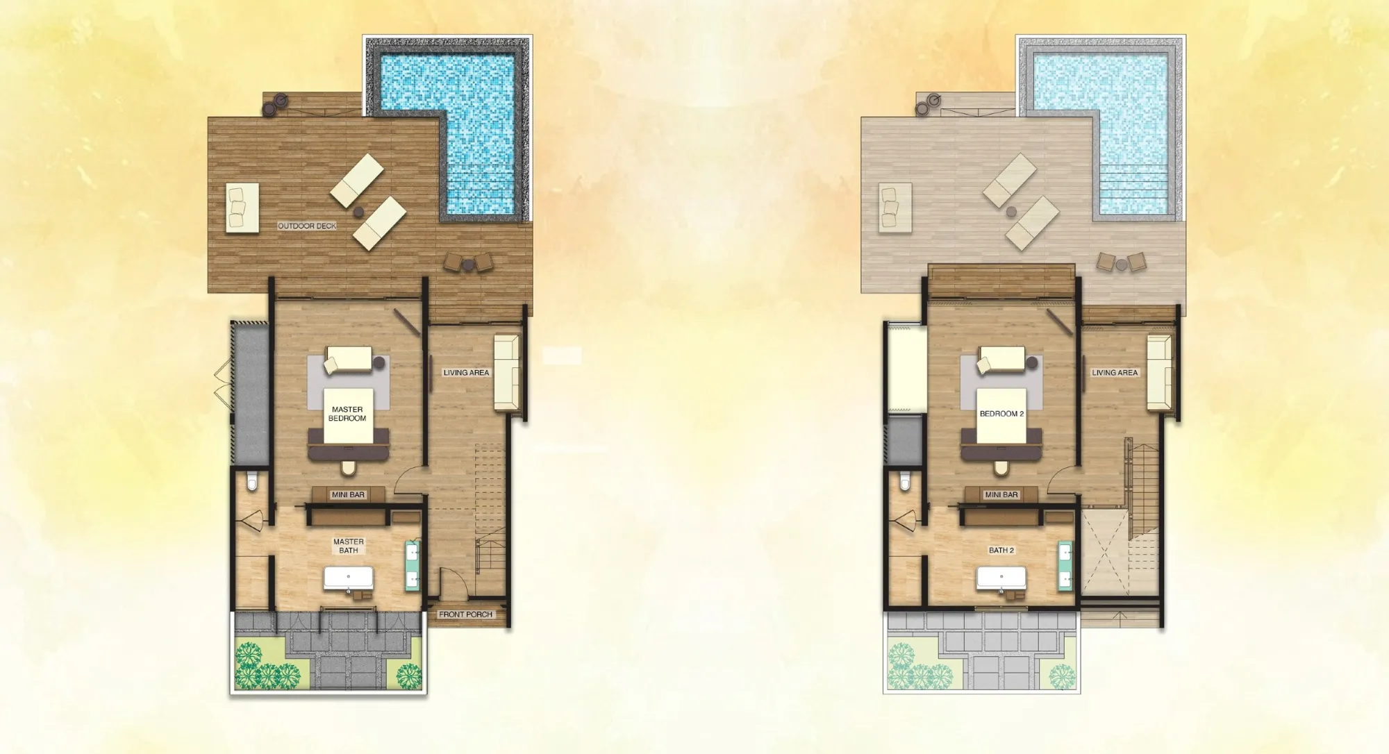 2 Bedroom Family Beach Villa - Work Desk
