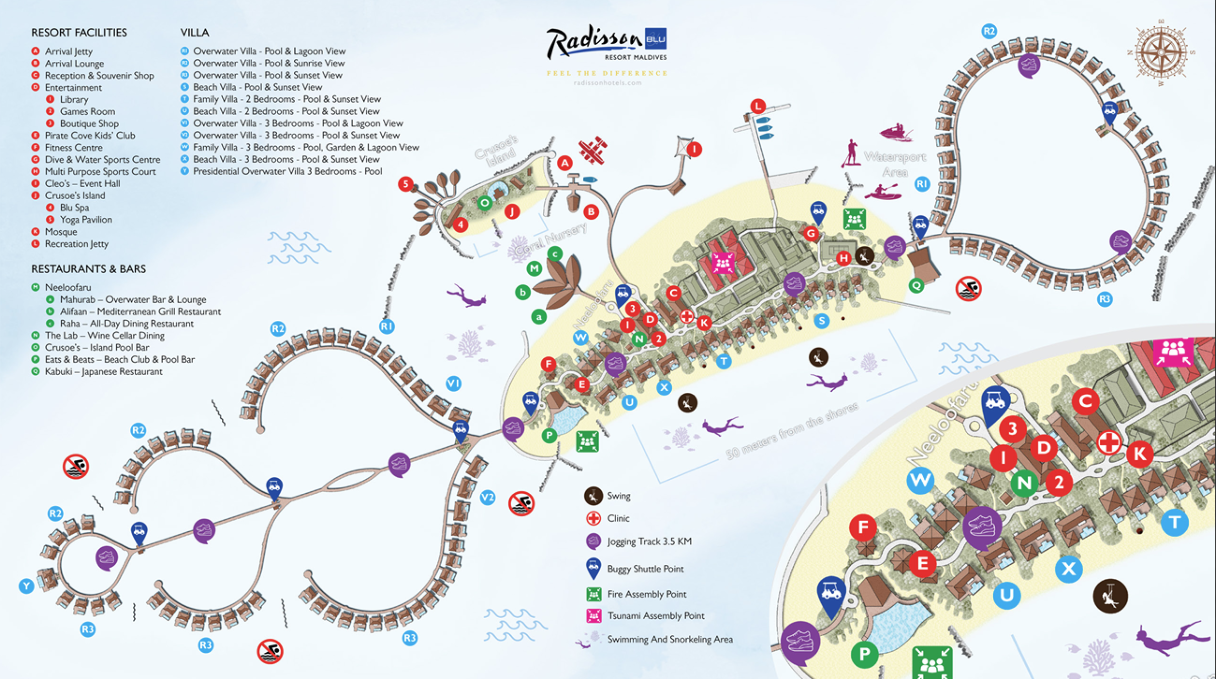 Radisson Blu Resort Maldives - Resort Map