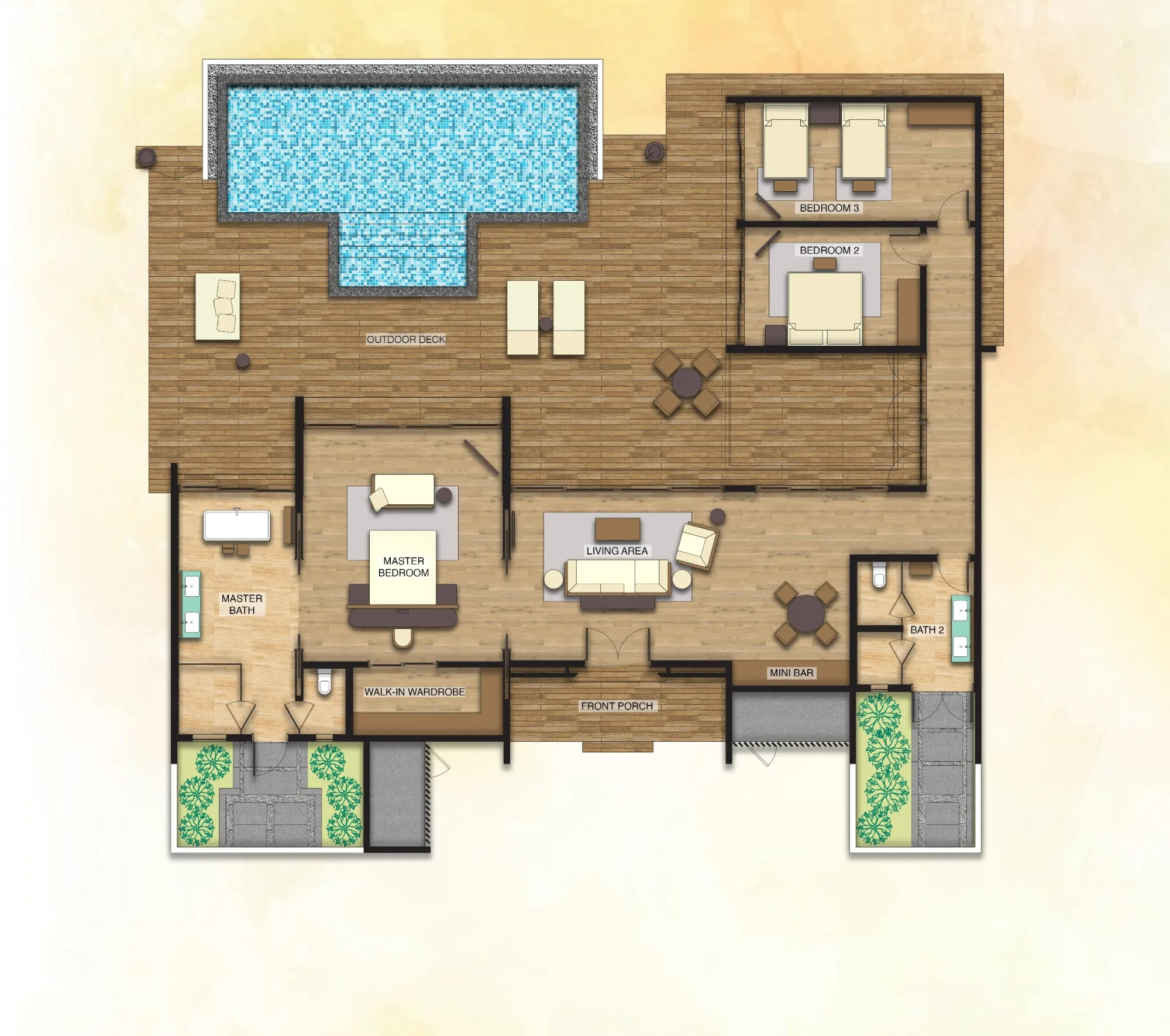Beach Villa - 3 Bedrooms, Pool & Sunset View