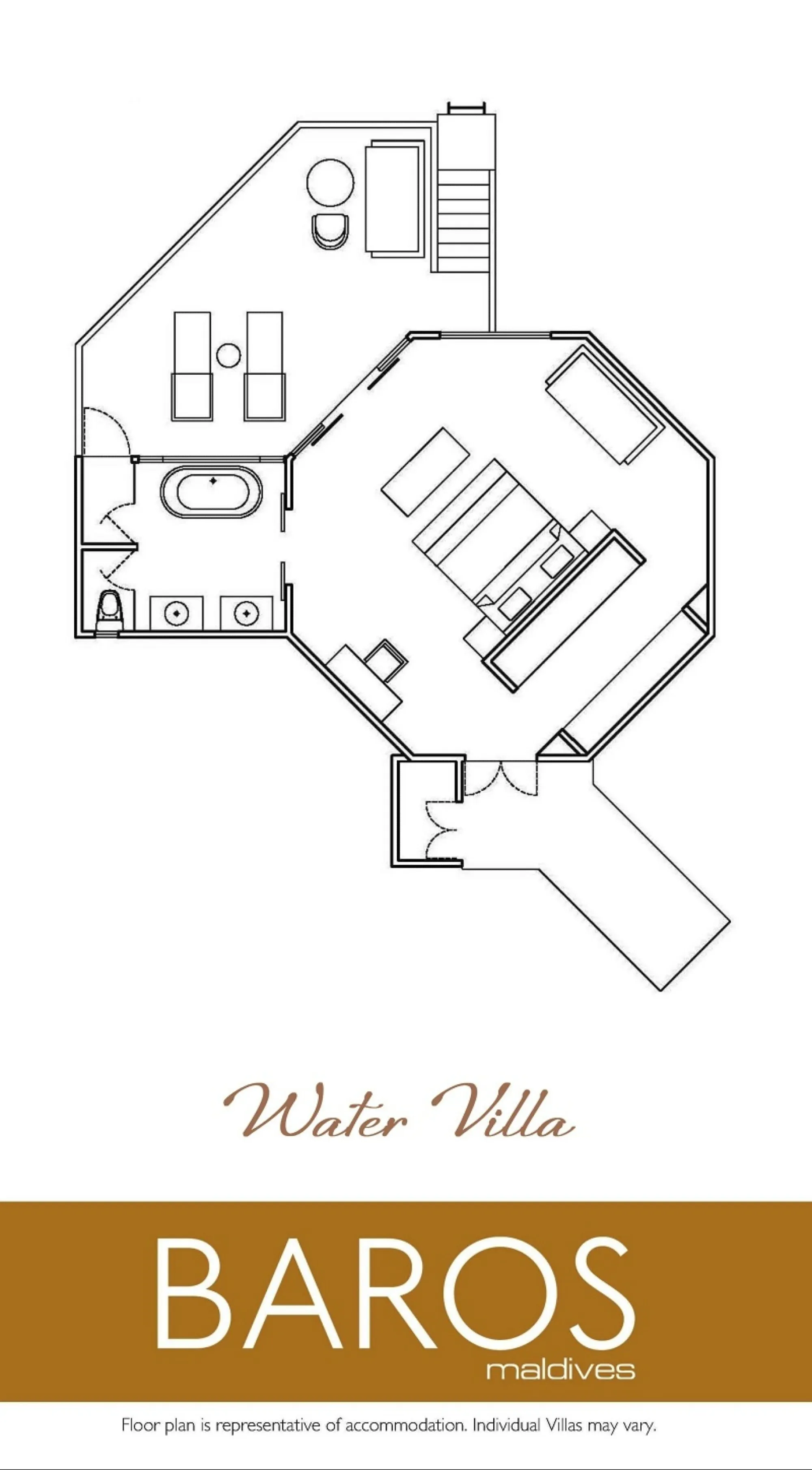 Water Villa Floor Plan - Baros Maldives