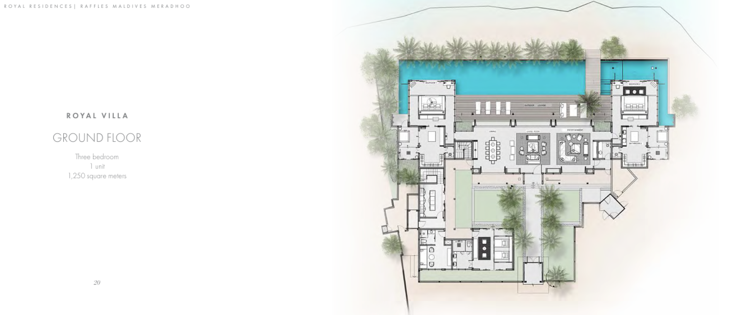 Raffles Royal Residence with Pool (3bedroom) floor plan - Raffles Maldives Meradhoo