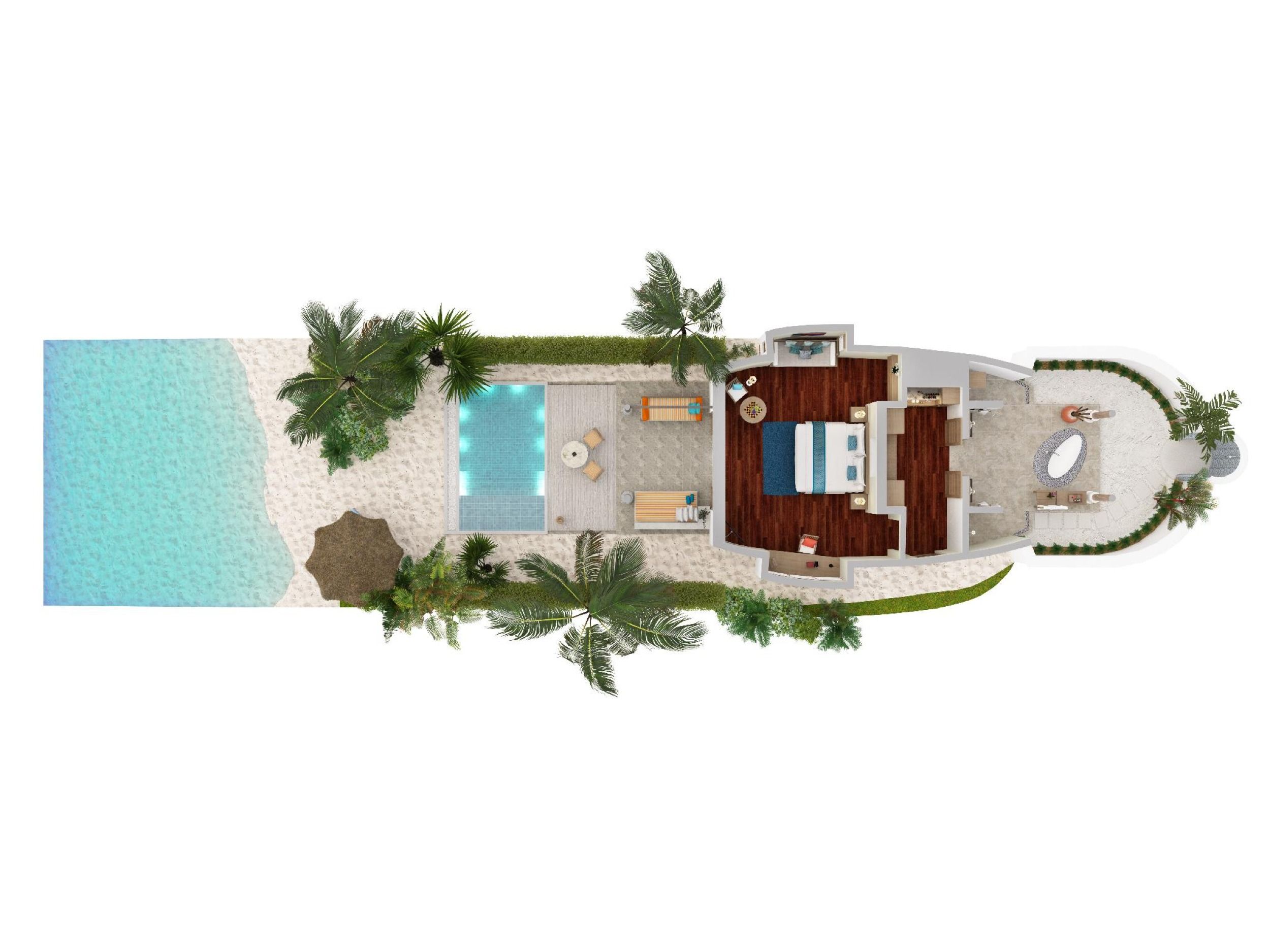 Sunrise Beach Pool Villa - Floor plan - Anantara Dhigu Maldives
