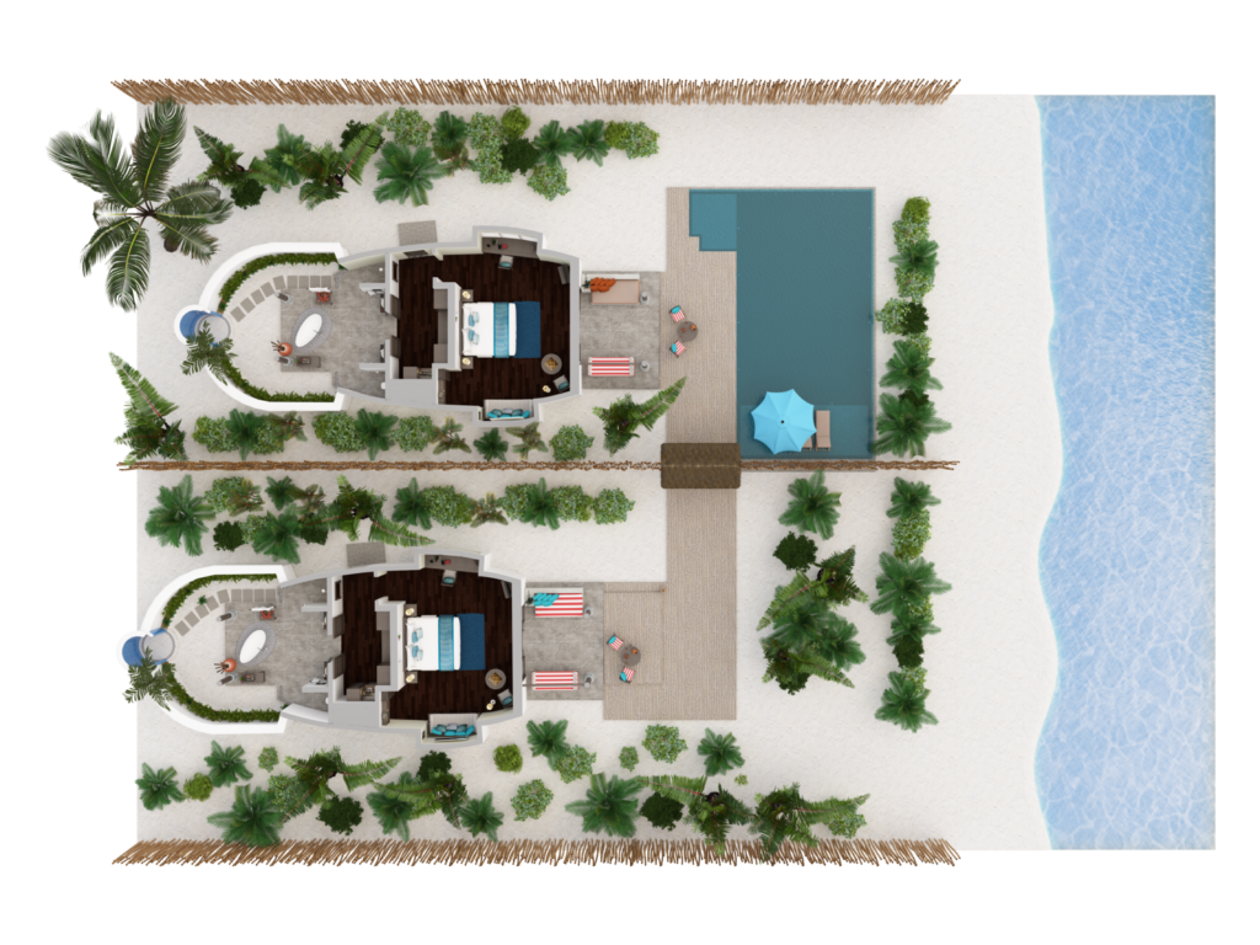 Two Bedroom Anantara Beach Pool Villa - Floor Plan - Anantara Dhigu Maldives