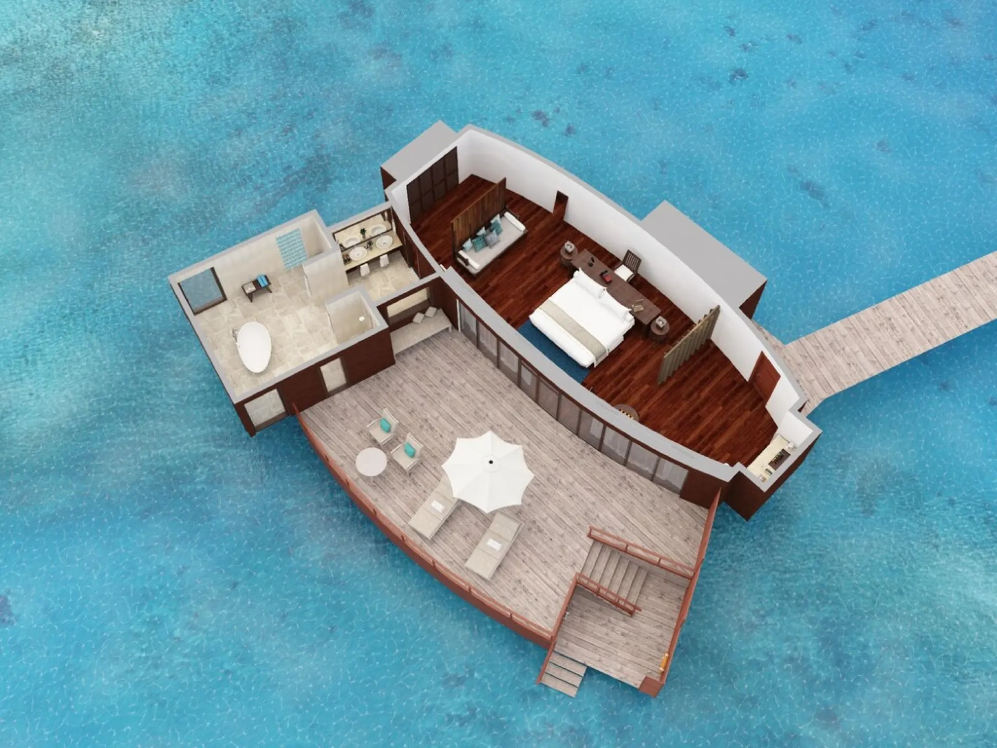 Sunrise Over Water Suite - Floor Plan - Anantara Dhigu