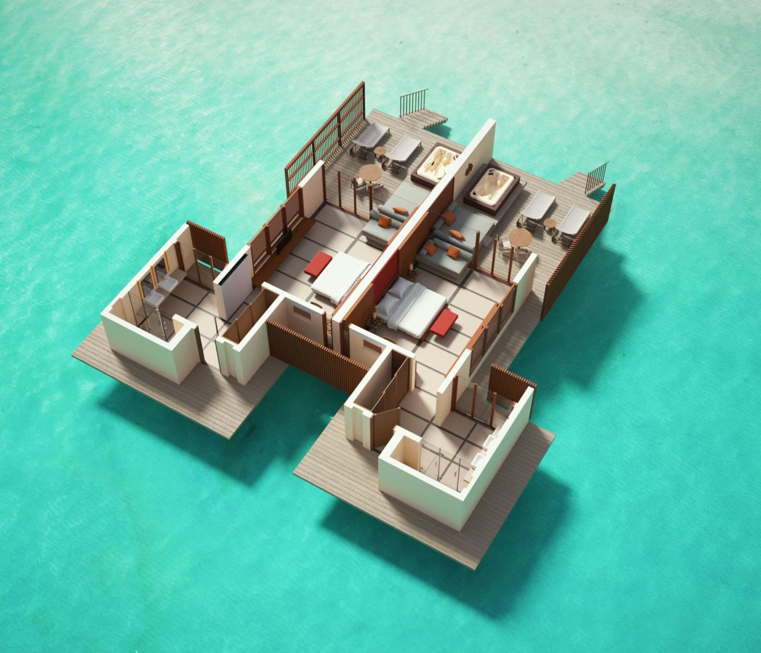 Water Villa with Whirlpool - Floor Plan - Villa Nautica Maldives
