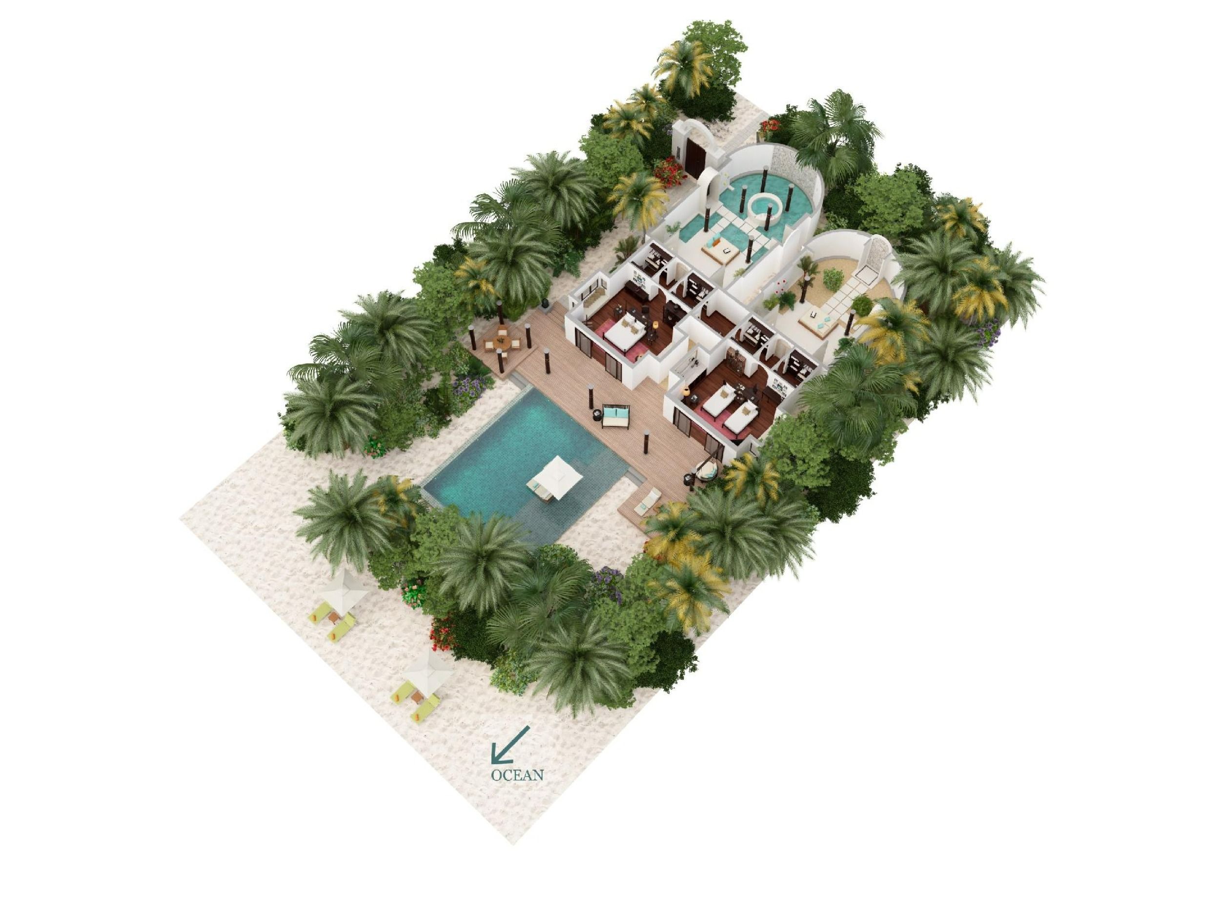 One Bedroom Family Beach Pool Villa - Floor Plan - Anantara Kihavah Maldives