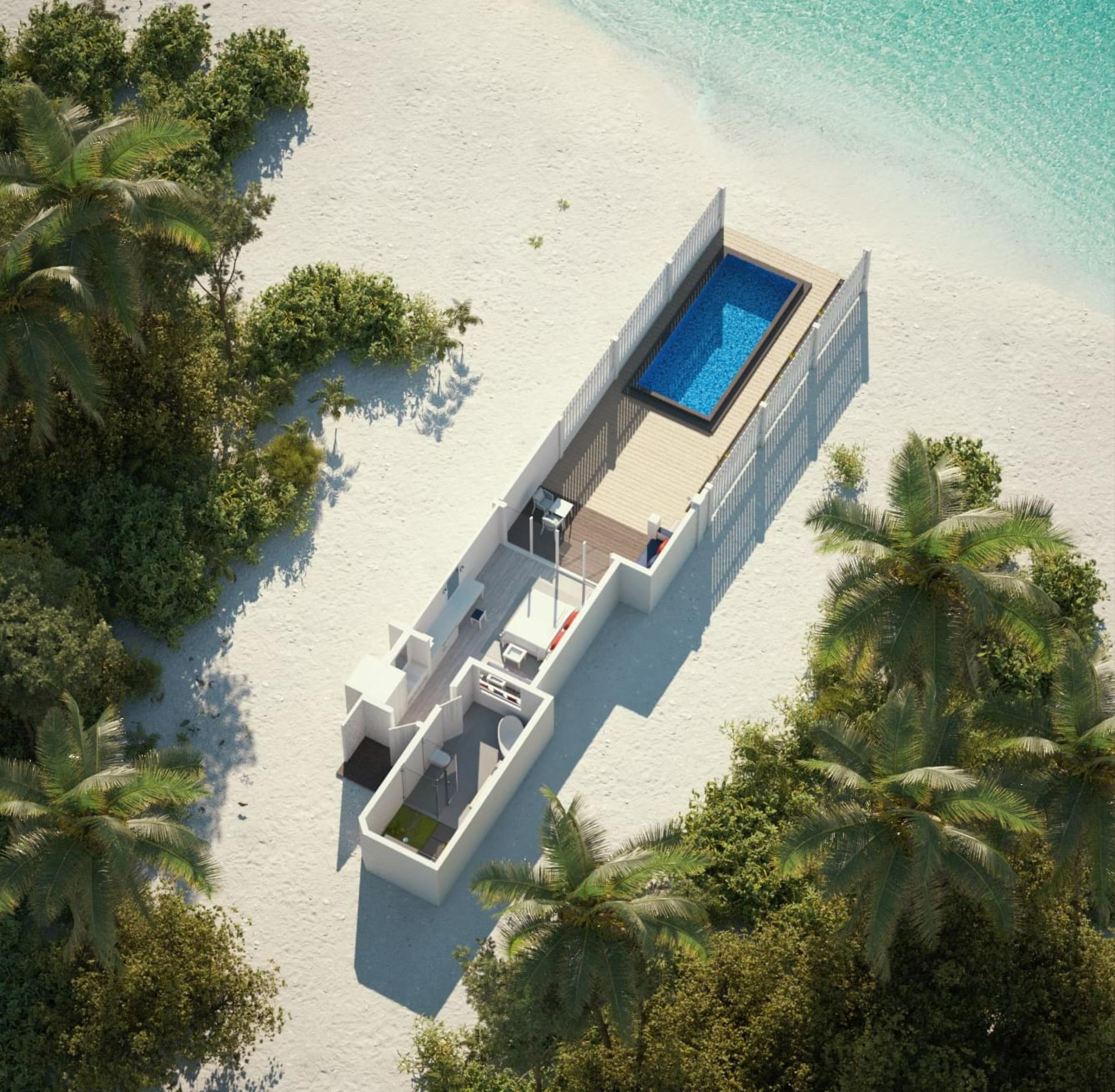 Sunset Beach Pool Villa - Floor Plan - Villa Nautica Maldives