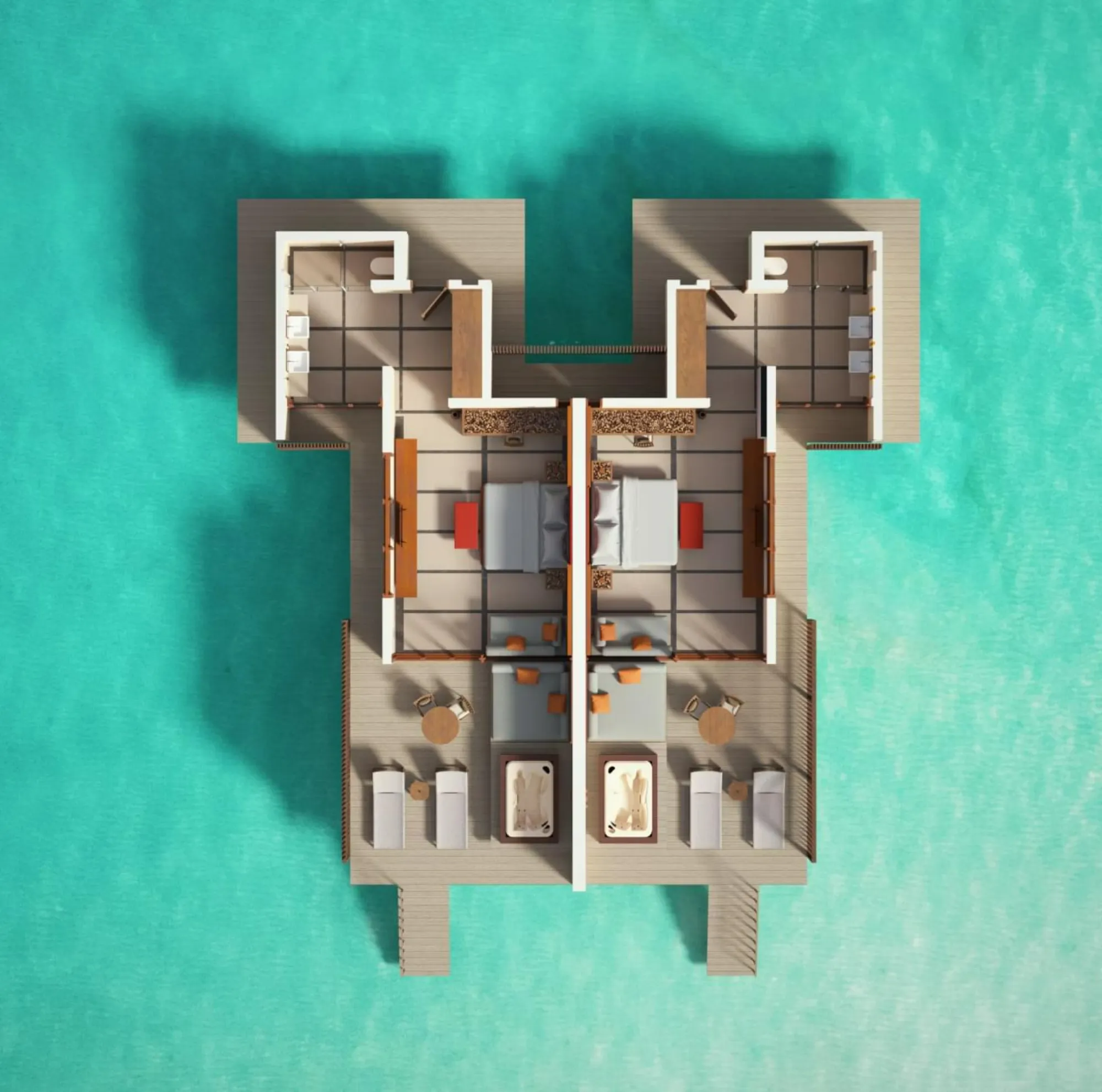 Water Villa with Whirlpool - Floor Plan - Villa Nautica Maldives