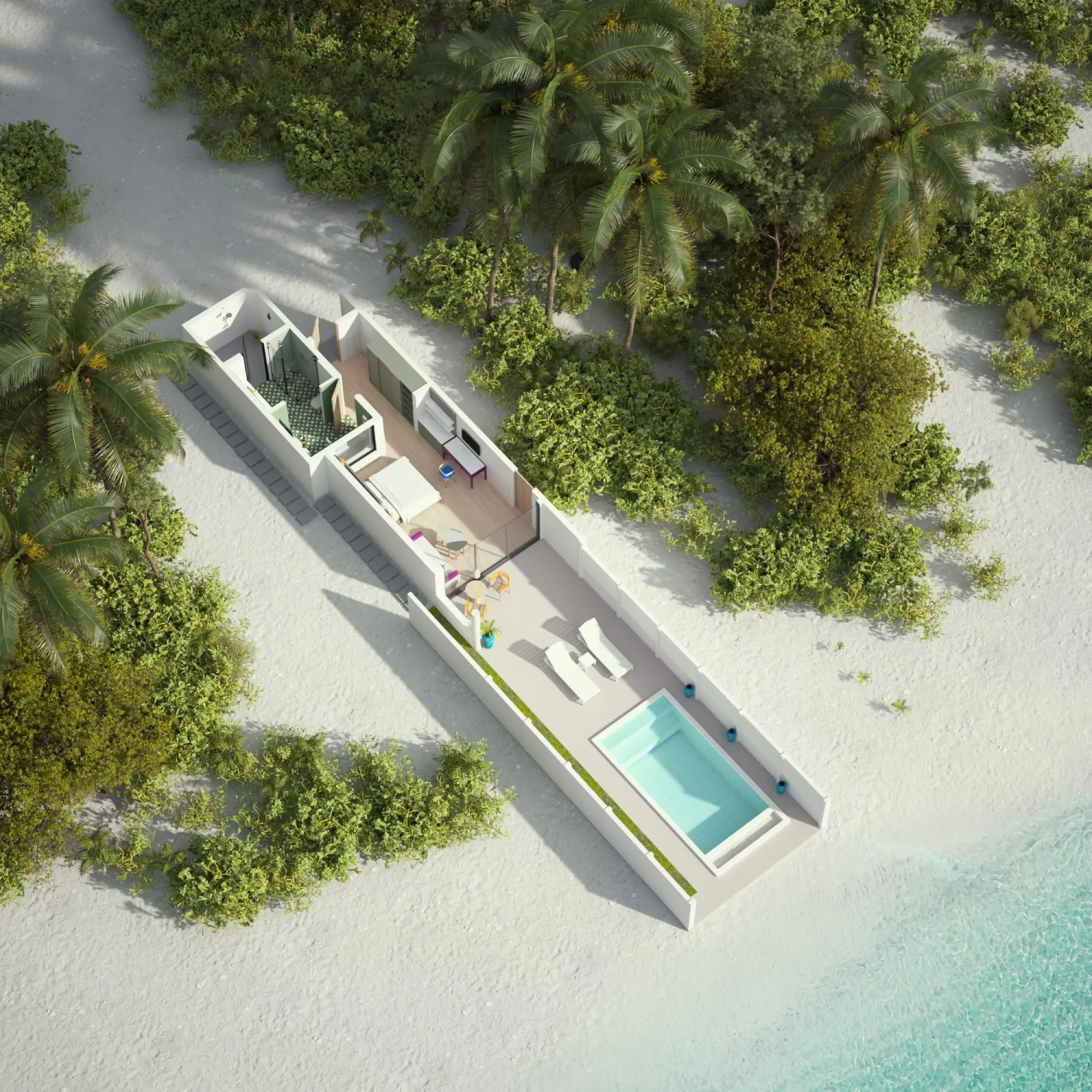 Beach Pool Villa - Floor Plan - Villa Park Maldives
