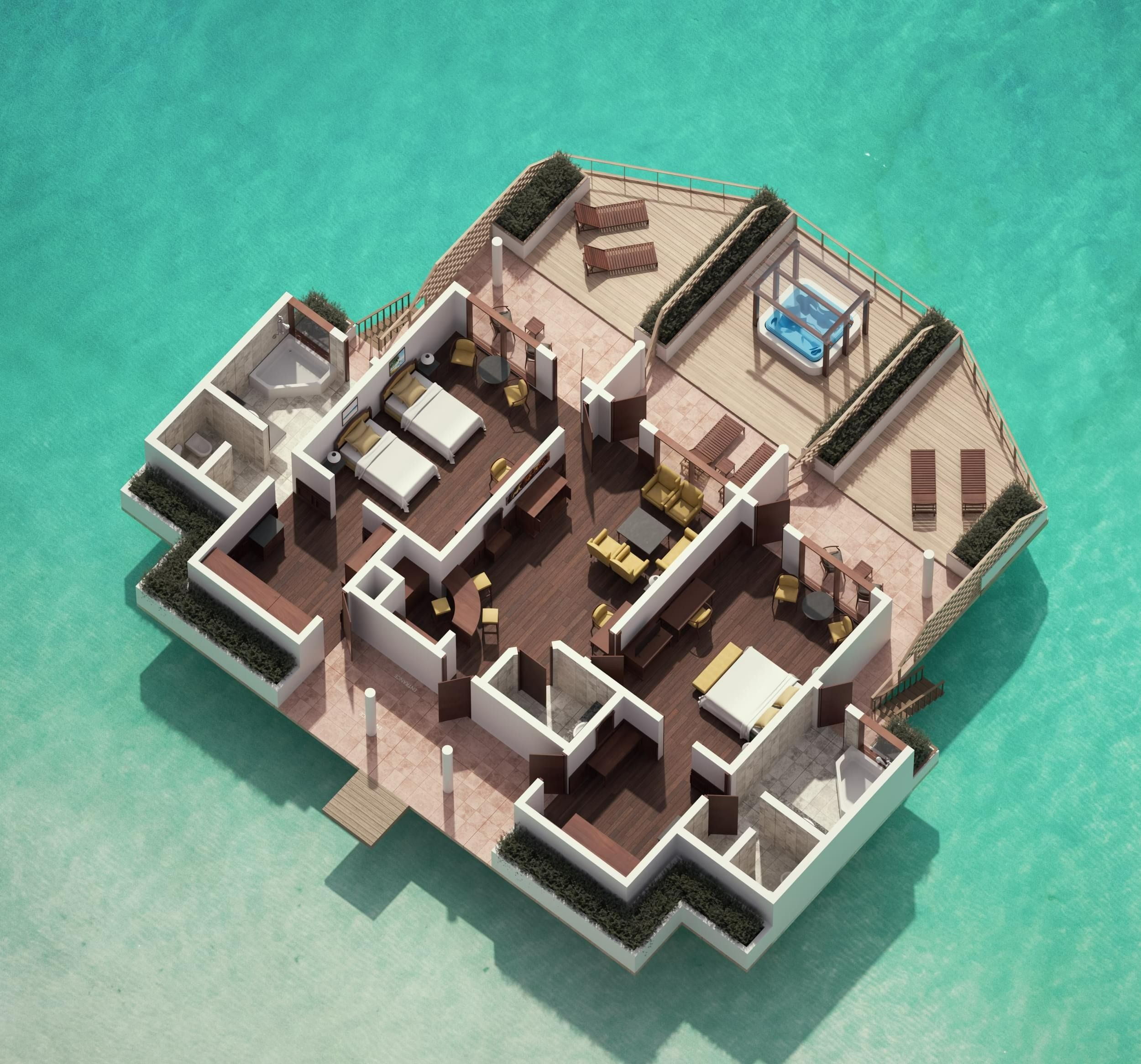 Two Bedroom Overwater Suite - Floor plan - Villa Park Maldives