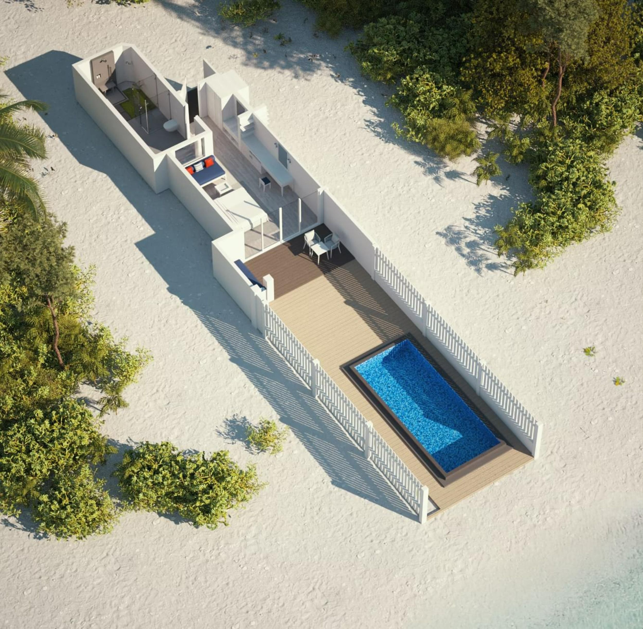 Sunset Beach Pool Villa - Floor Plan - Villa Nautica Maldives