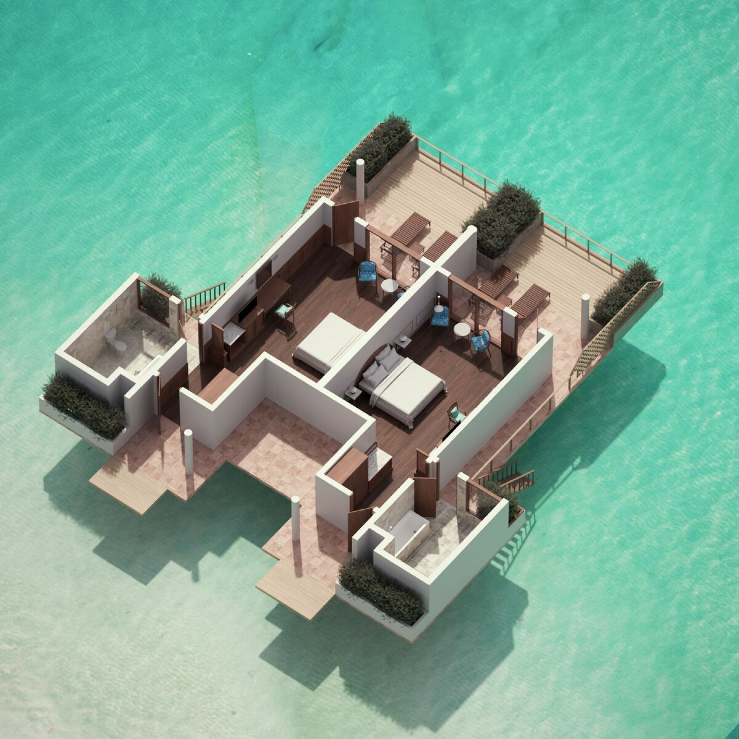 Sunset Water Villa - Floor Plan - Villa Park Maldives