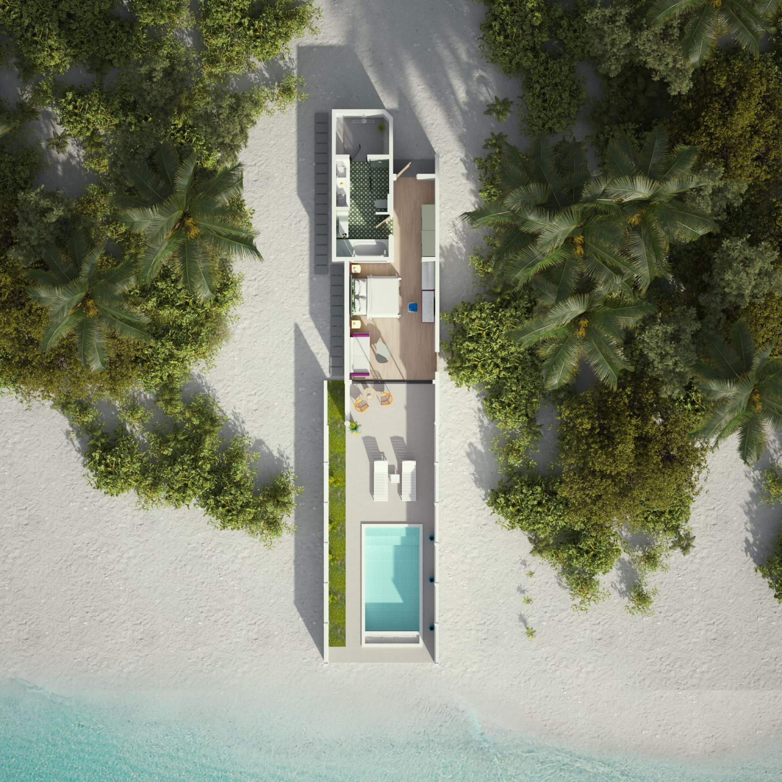 Deluxe Beach Pool Villa - Floor Plan - Villa Park Maldives