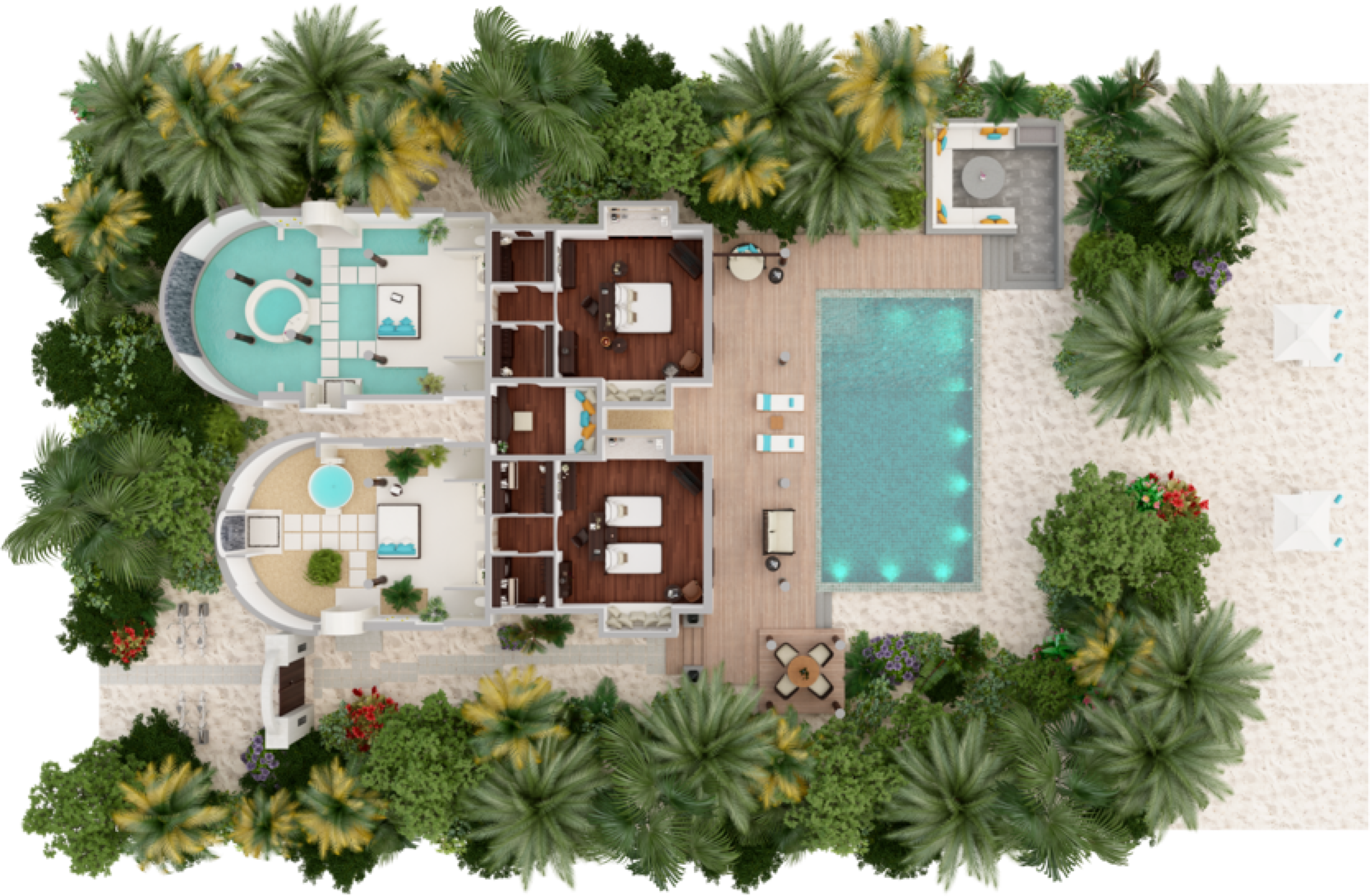Two Bedroom Family Beach Pool Villa - Floor Plan - Anantara Kihavah Maldives 