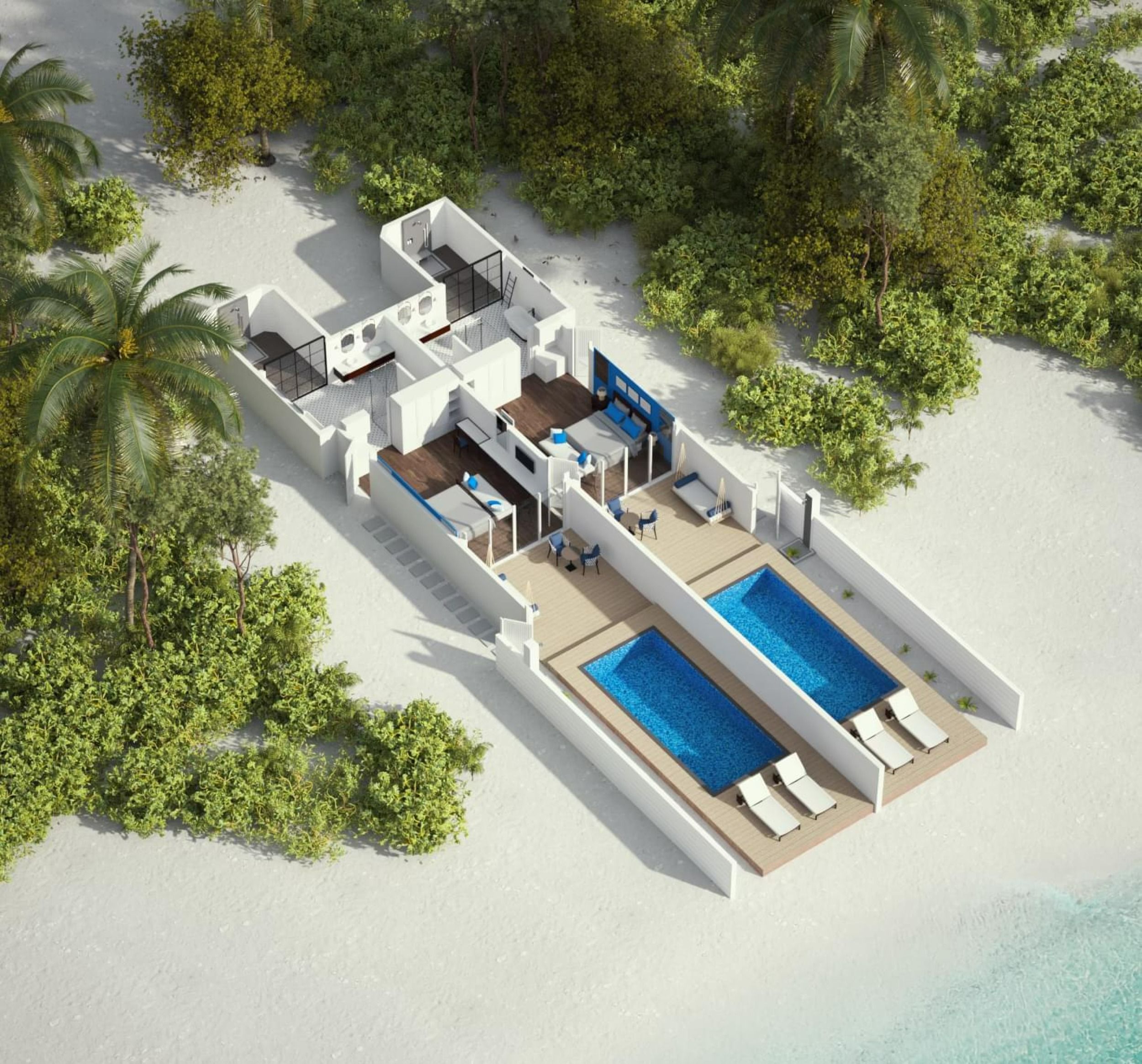 Deluxe Beach Pool Villa - Floor Plan - Villa Nautica Maldives