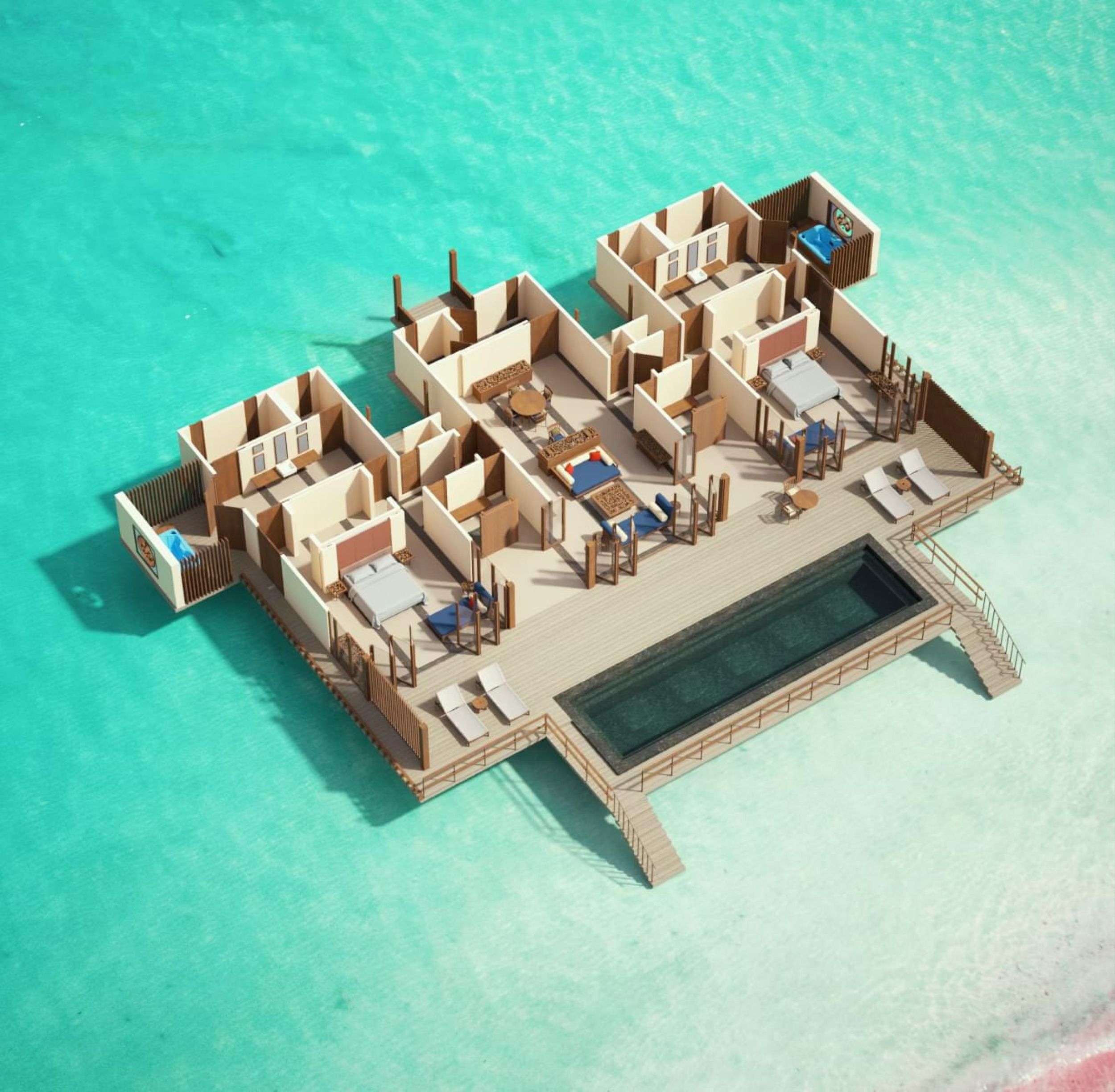 Two Bedroom Ocean Suite With Pool - Floor Plan - Villa Nautica Maldives