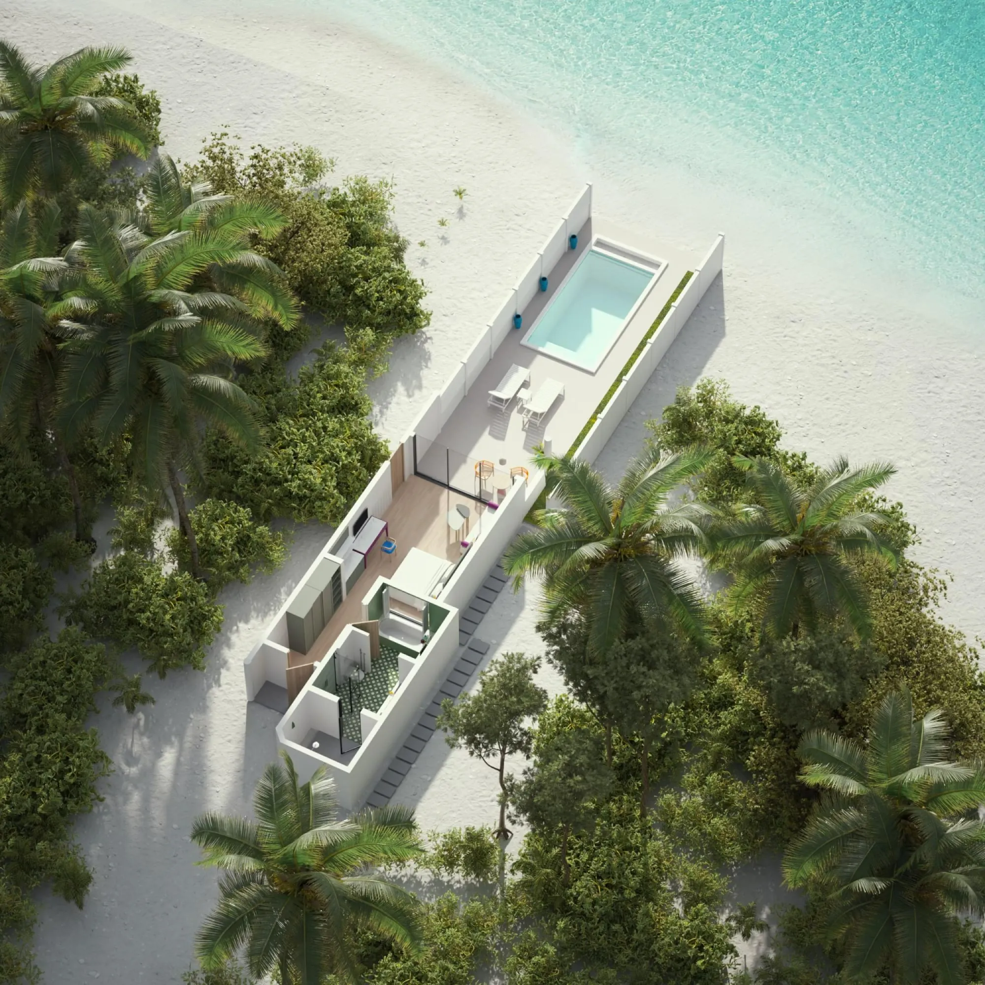 Beach Pool Villa - Floor Plan - Villa Park Maldives