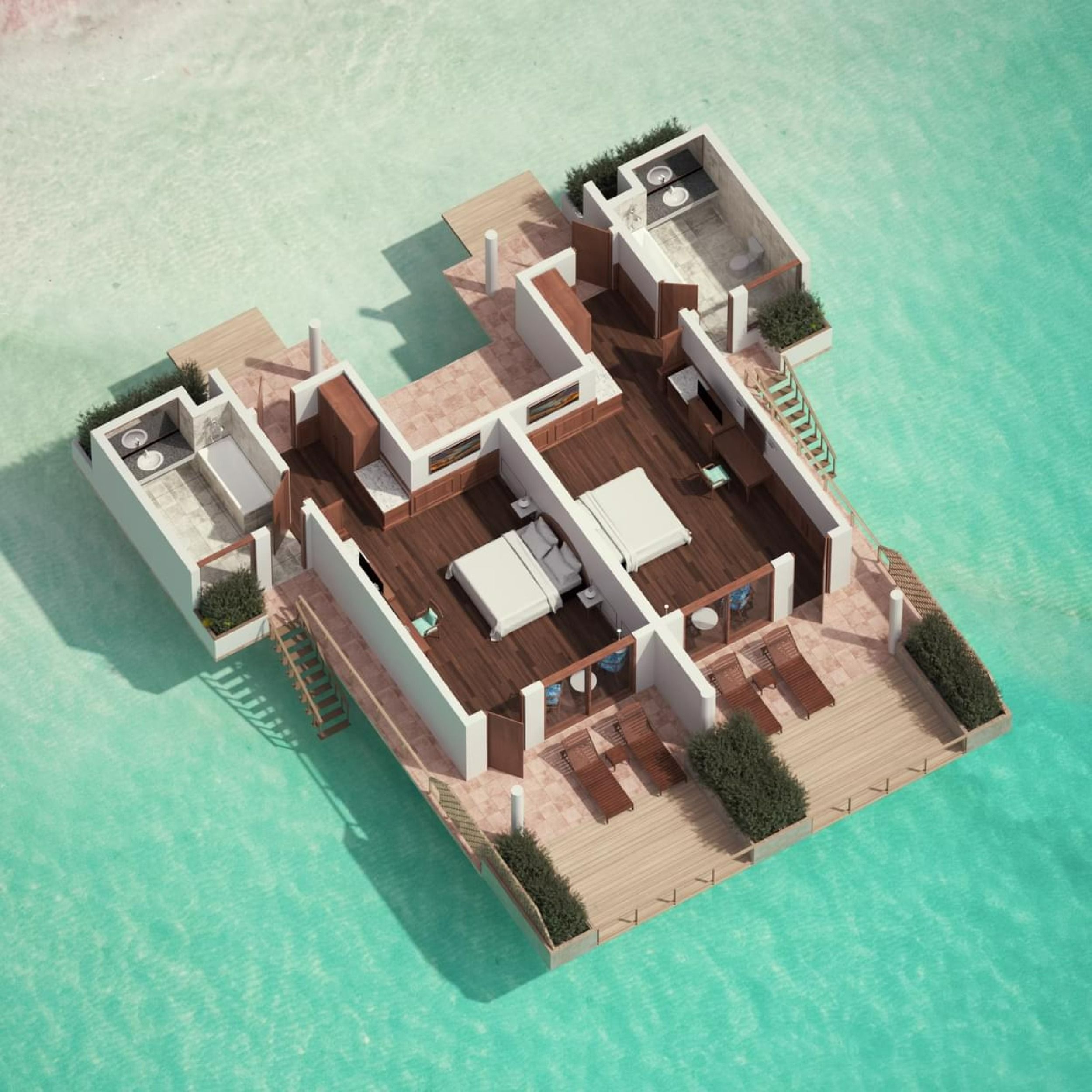 Sunset Water Villa - Floor Plan - Villa Park Maldives
