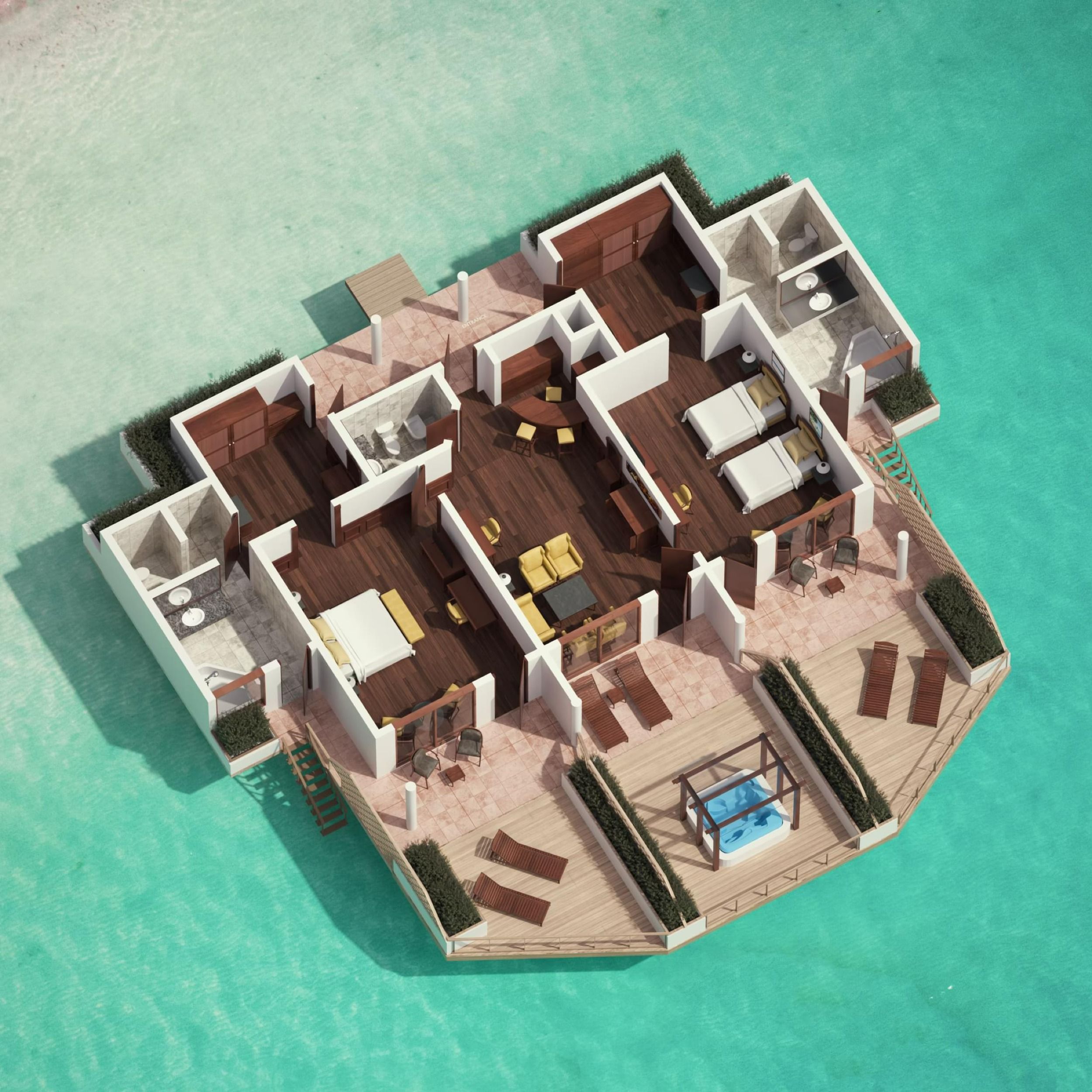 Two Bedroom Overwater Suite - Floor plan - Villa Park Maldives
