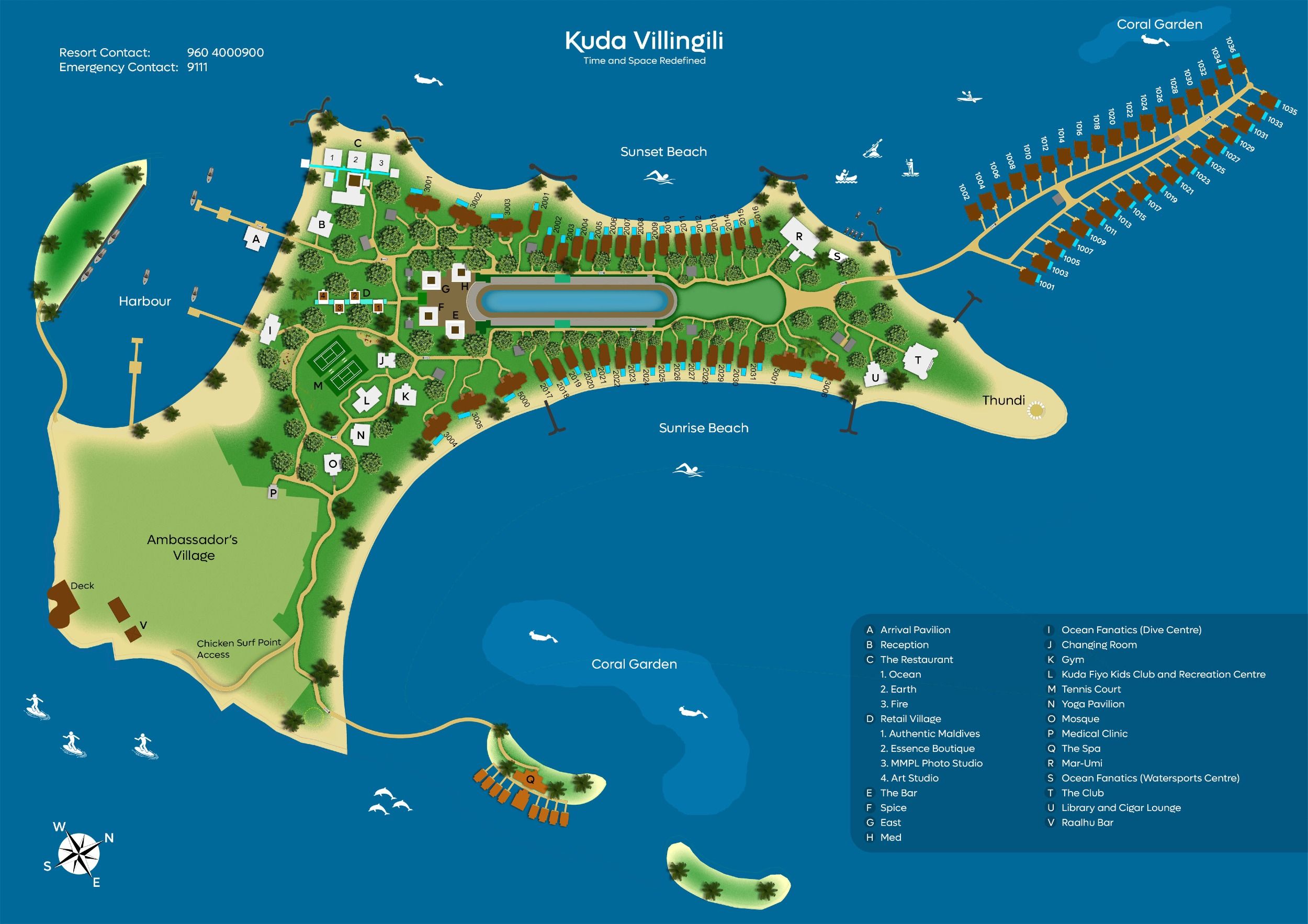 Kuda Villingili Resort Maldives - Resort Map