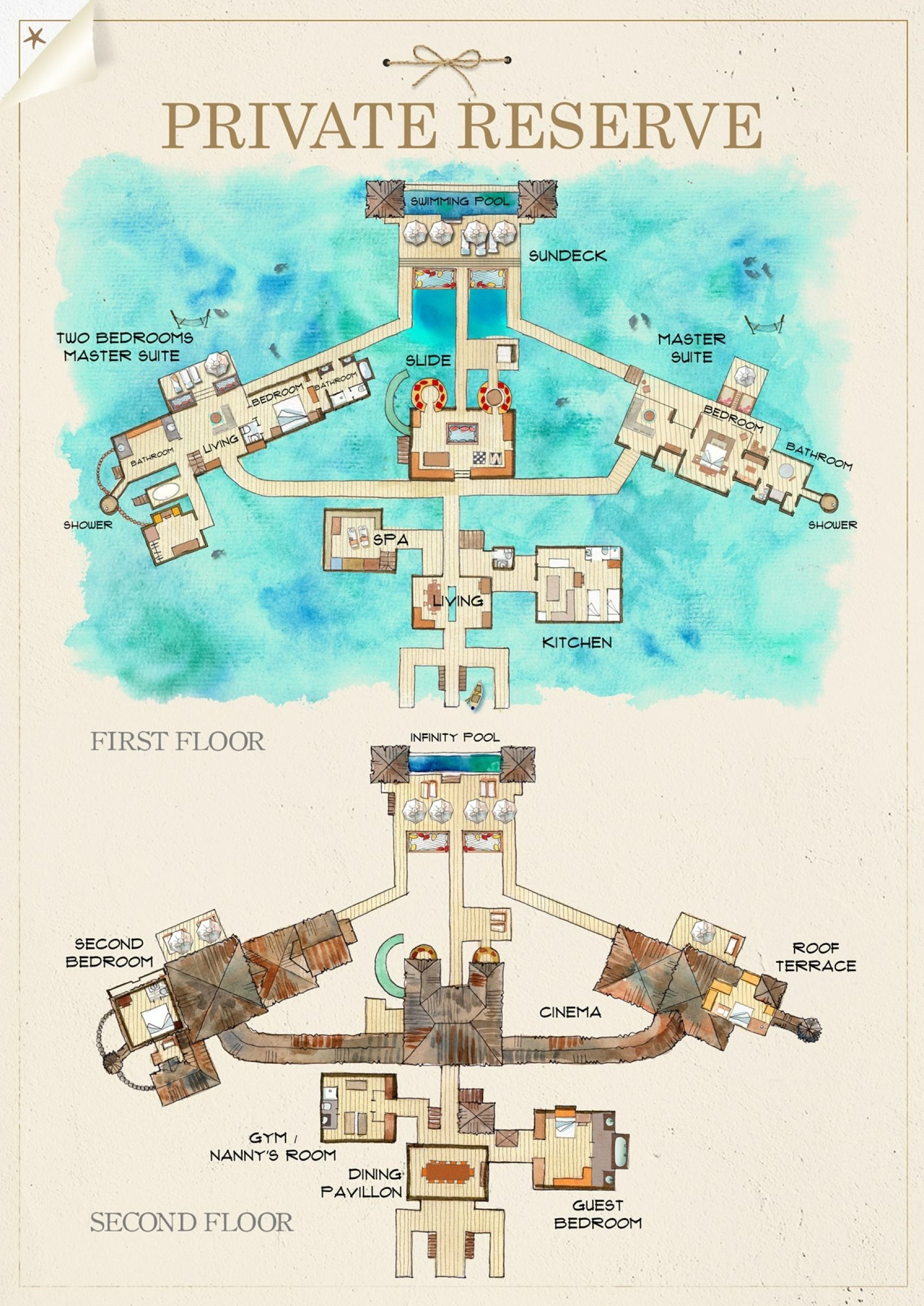The Private Reserve (4-bedroom) - Floor Plan - Gili LankanFushi Maldives