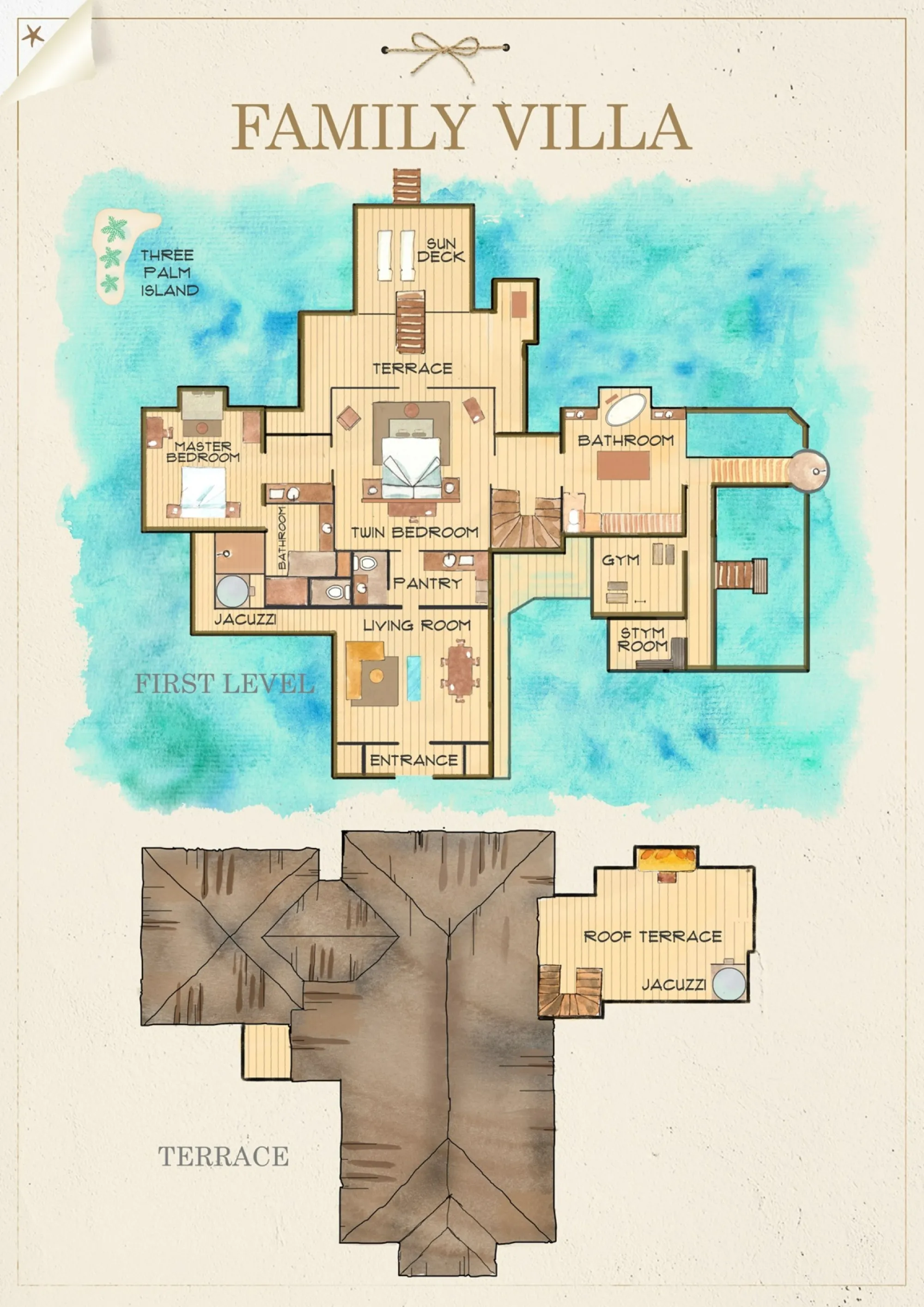 Family Villa - Floor Plan - Gili LankanFushi Maldives