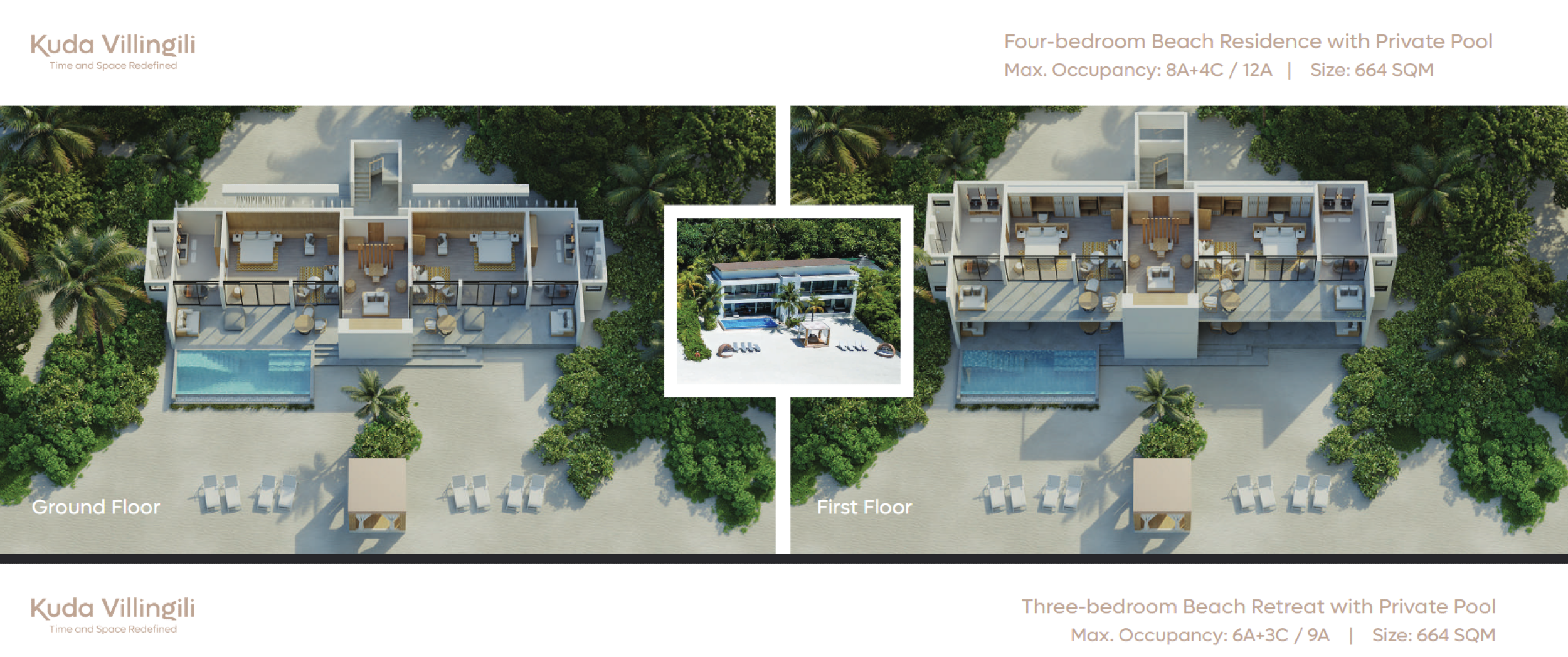 Four-bedroom Beach Residence with Private Pool - Floor Plan - Kuda Villingili Resort Maldives