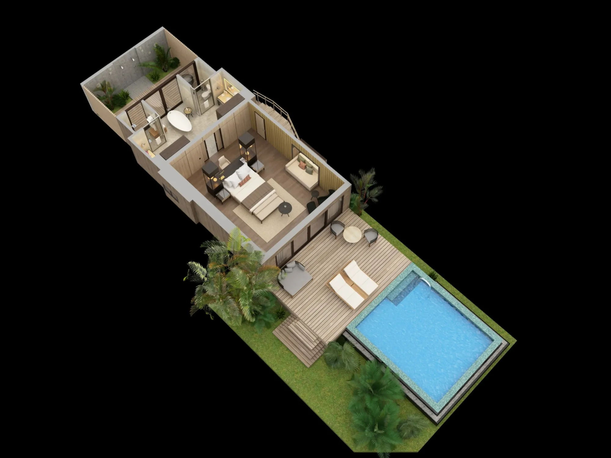 Garden Villa with Pool - Floor plan - The St. Regis Maldives Vommuli Resort
