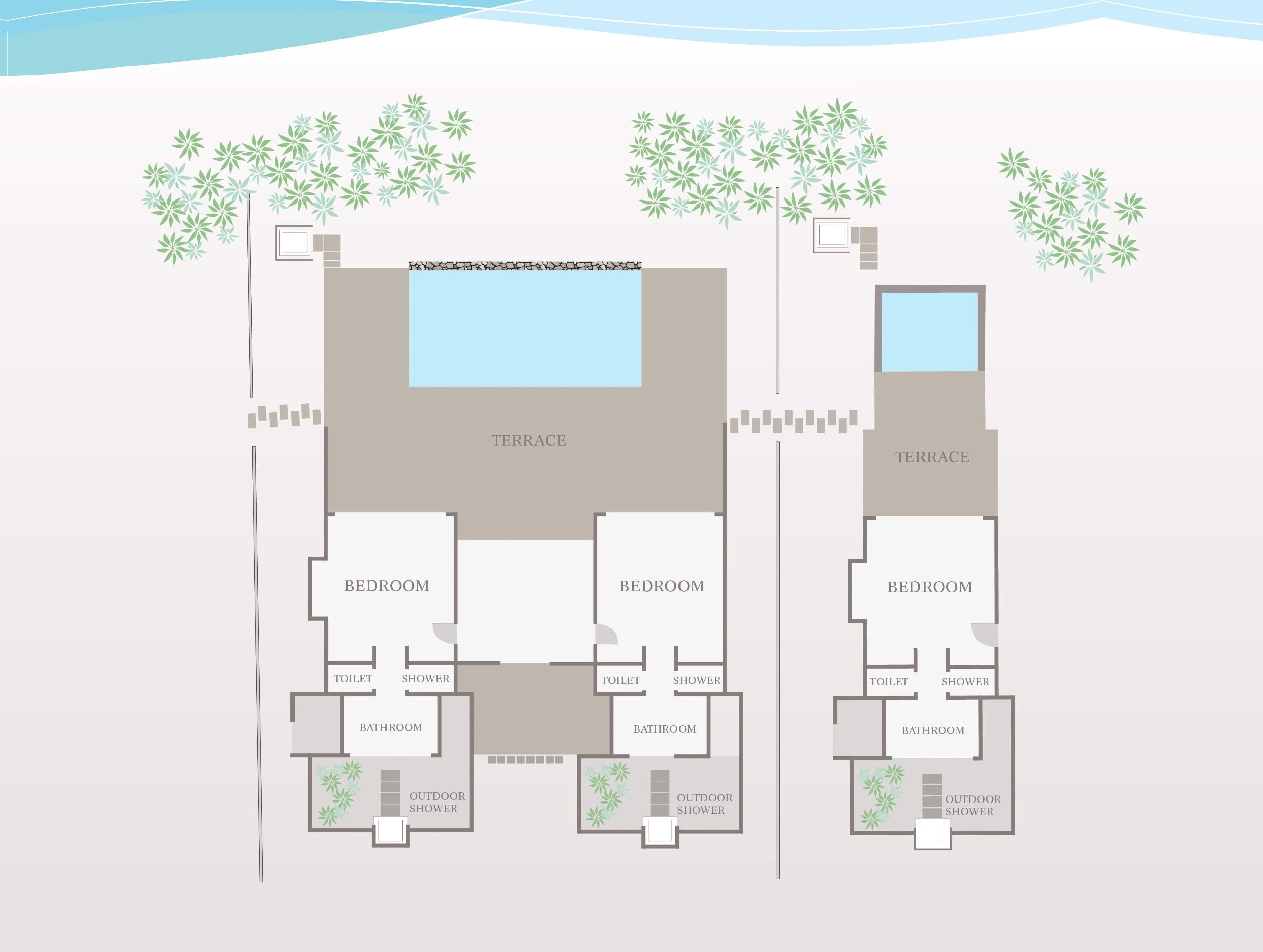 hree Bedroom Beach Pool Residence  Floor Plan 