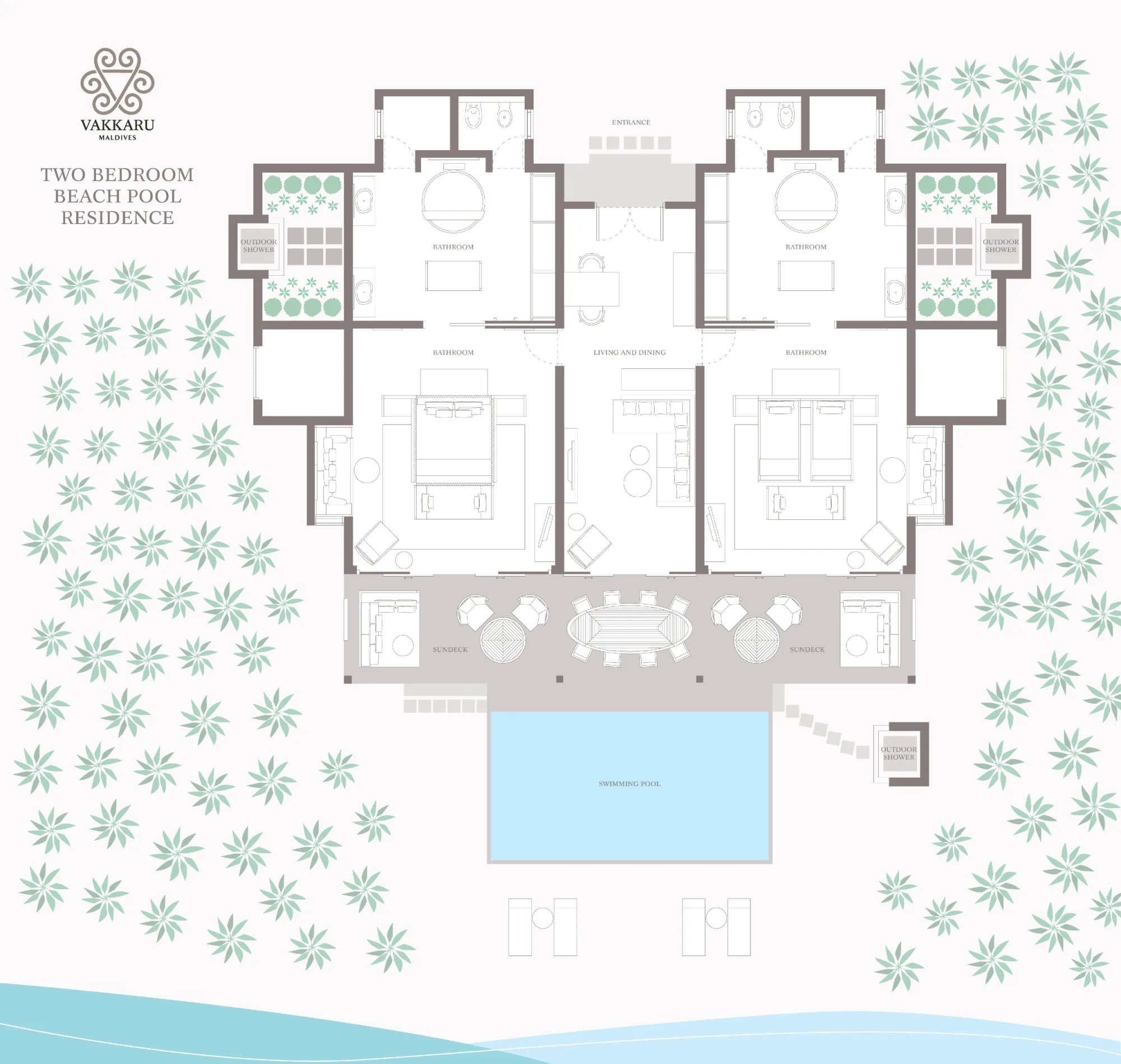 Two Bedroom Beach Pool Residence Floor Plan