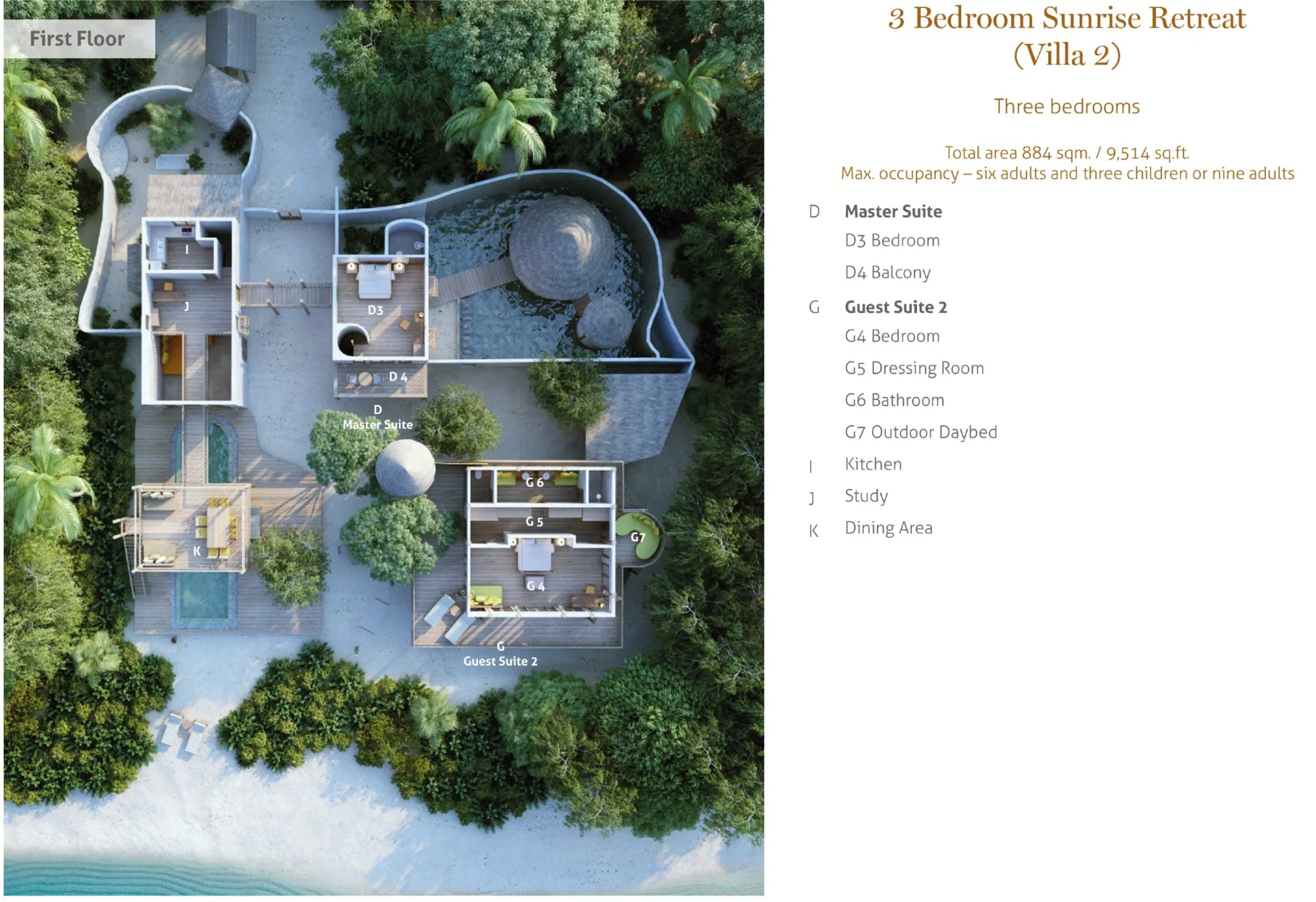 3 Bedroom Sunrise Retreat with Pool (Villa 02)